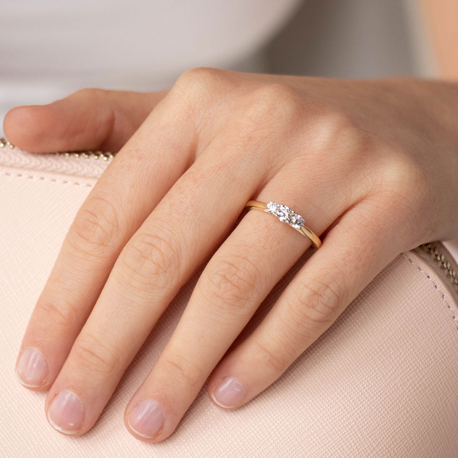 Three Stone Ring with 0.50ct Diamonds in 9ct Yellow Gold