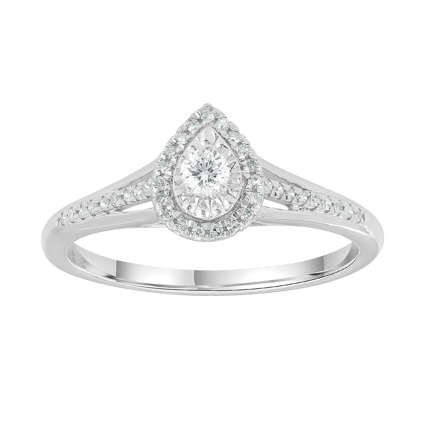 Pear Ring with 0.20ct Diamonds in 9ct White Gold