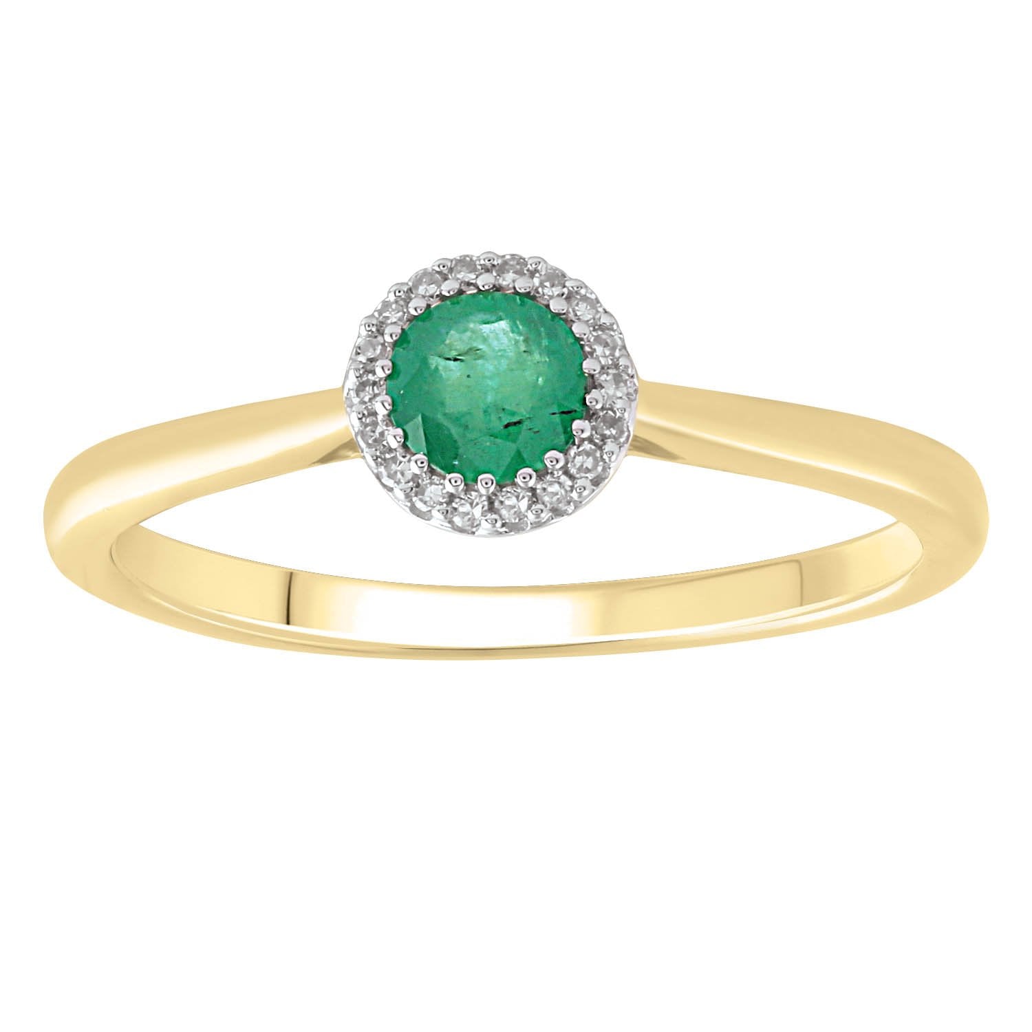 Emerald Ring with 0.03ct Diamonds in 9ct Yellow Gold