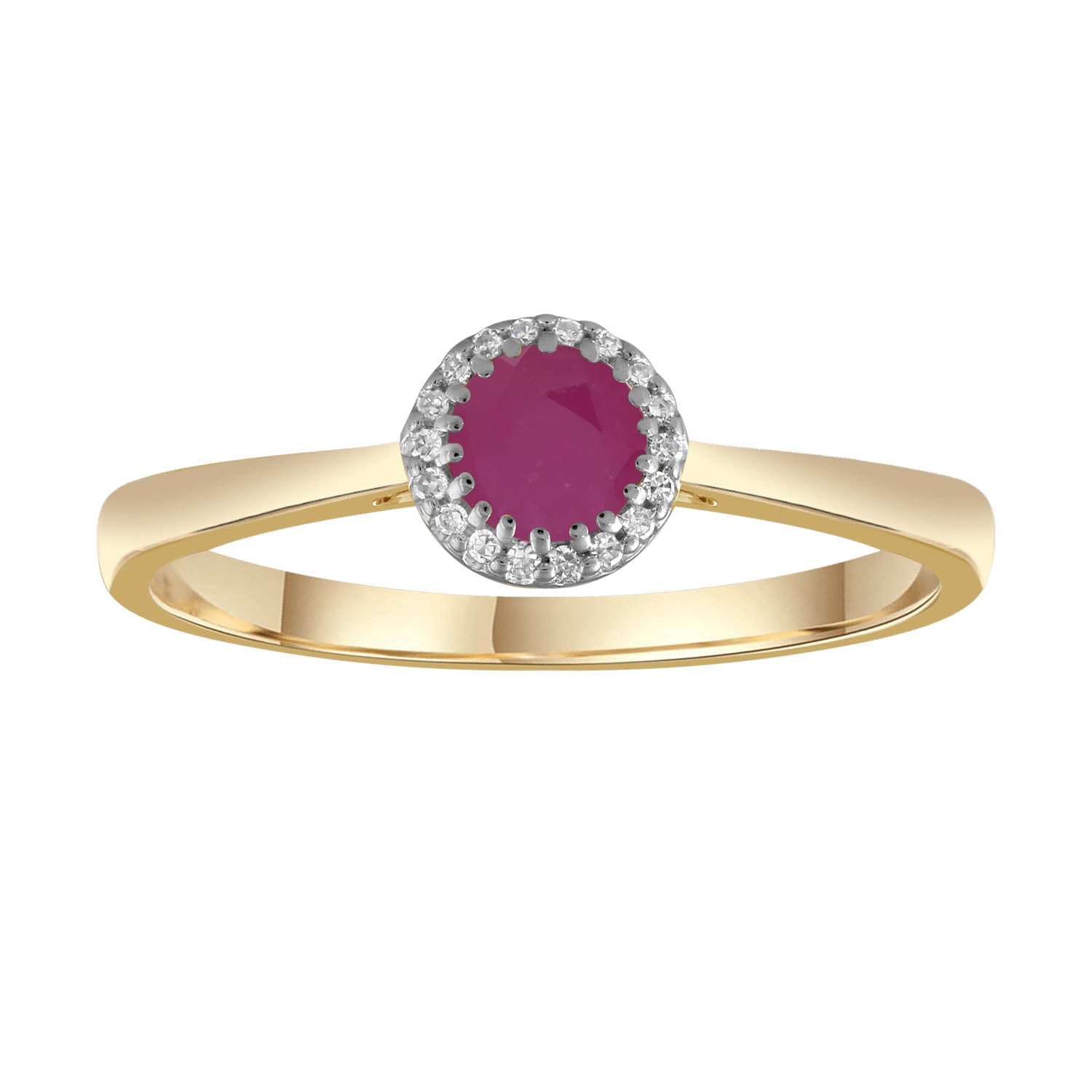 Diamond Ruby Ring with 0.05ct Diamonds in 9ct Yellow Gold