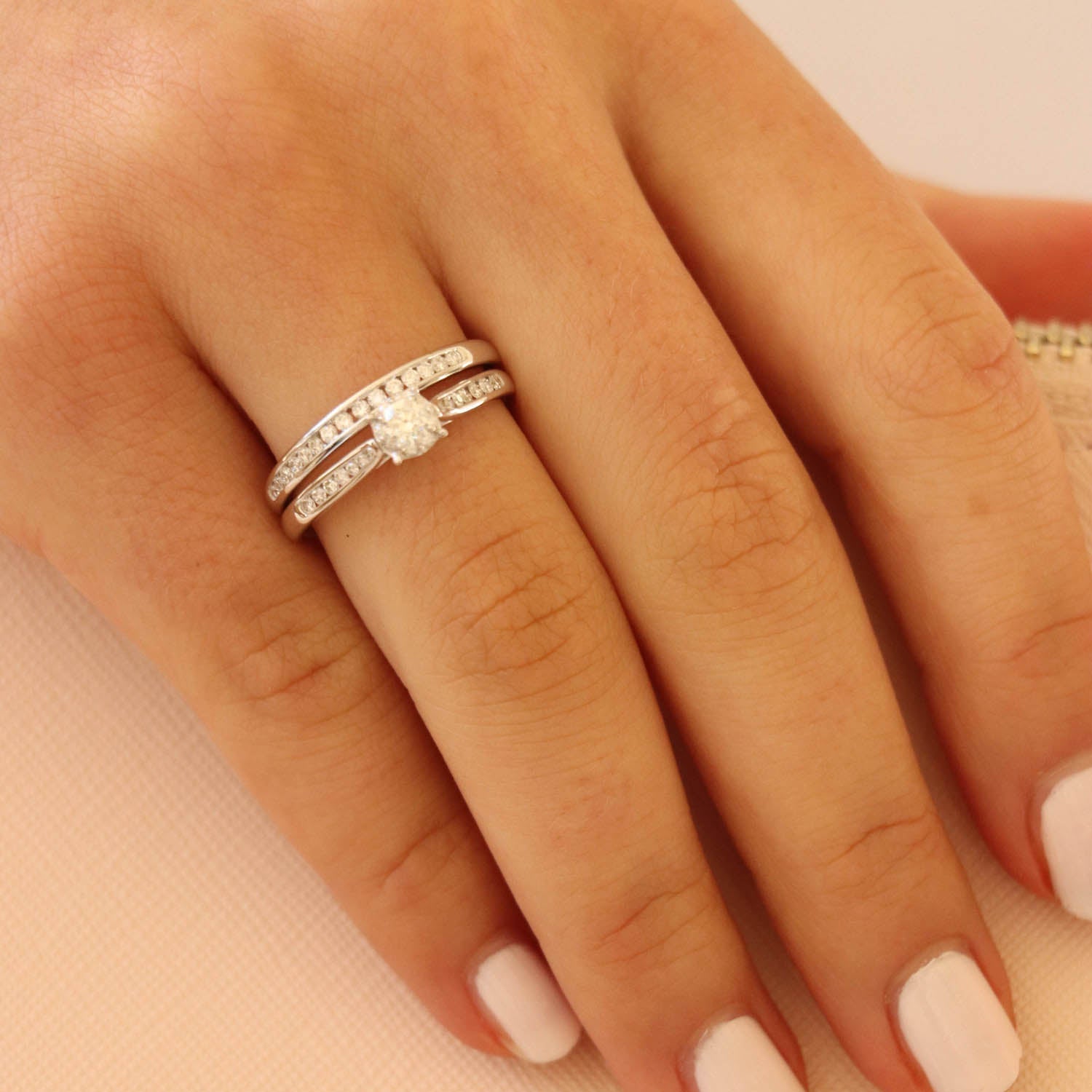 Solitaire Ring Set with 0.50ct Diamond in 9ct White Gold
