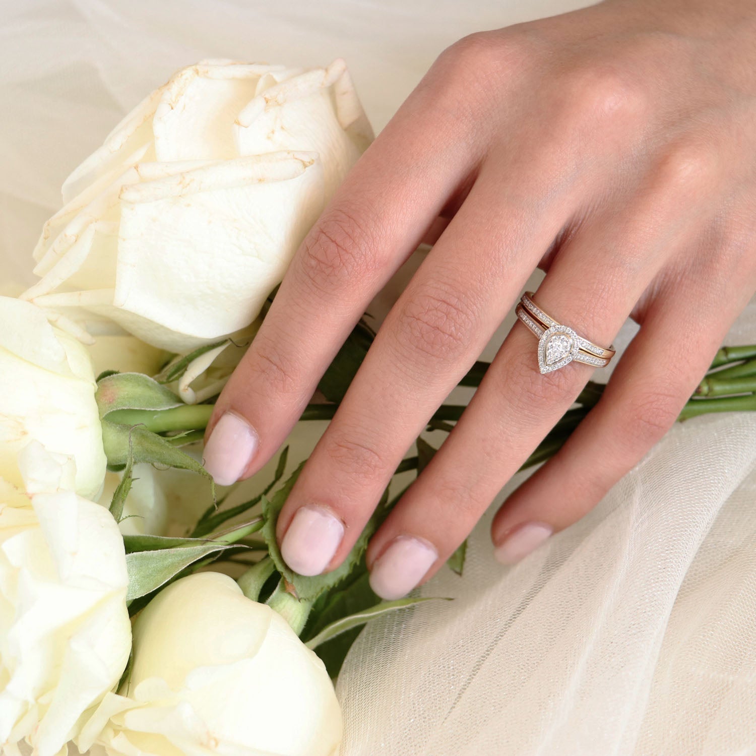 Pear Ring Set with 0.35ct Diamond in 9ct Yellow Gold