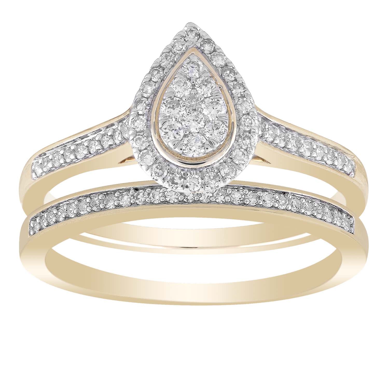 Pear Ring Set with 0.35ct Diamond in 9ct Yellow Gold