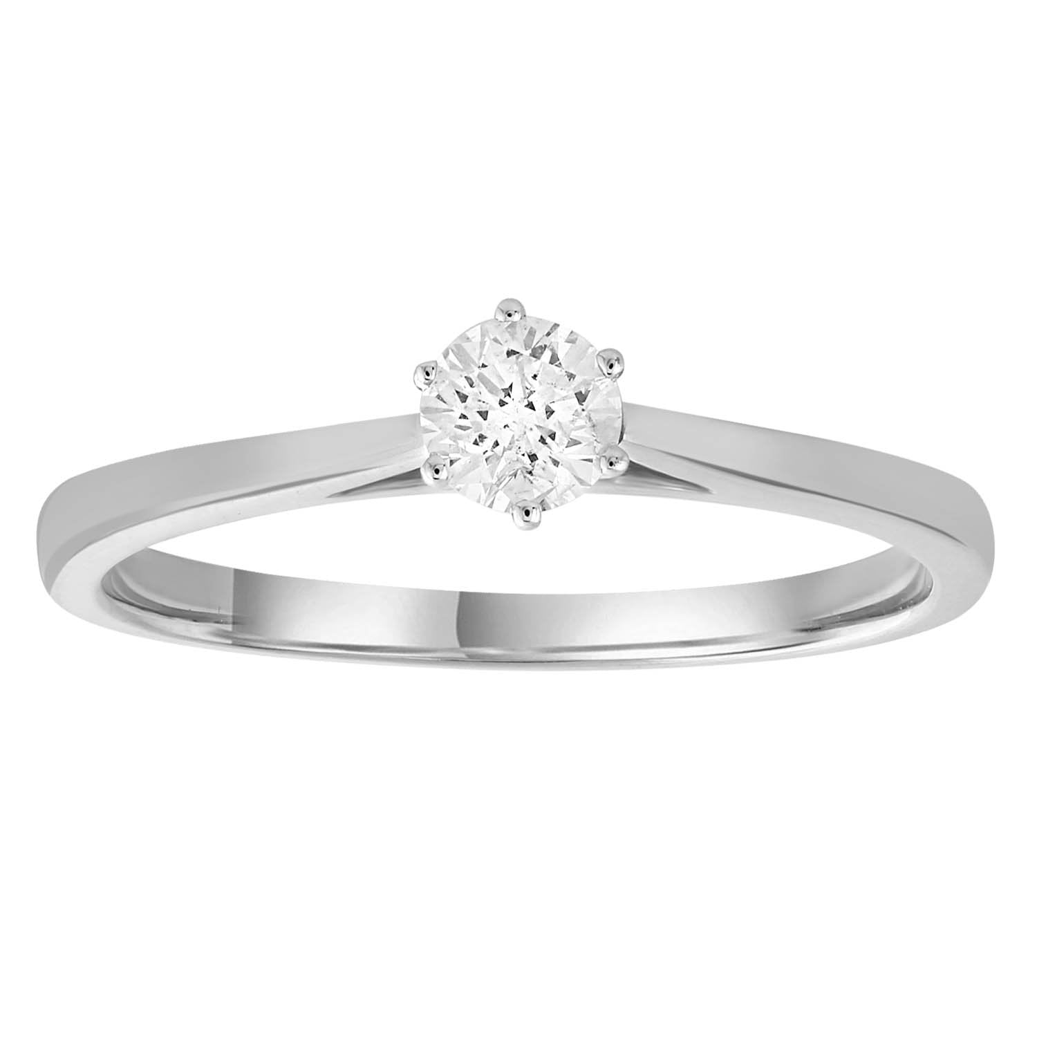 Solitaire Ring with 0.25ct Diamonds in 9ct White Gold