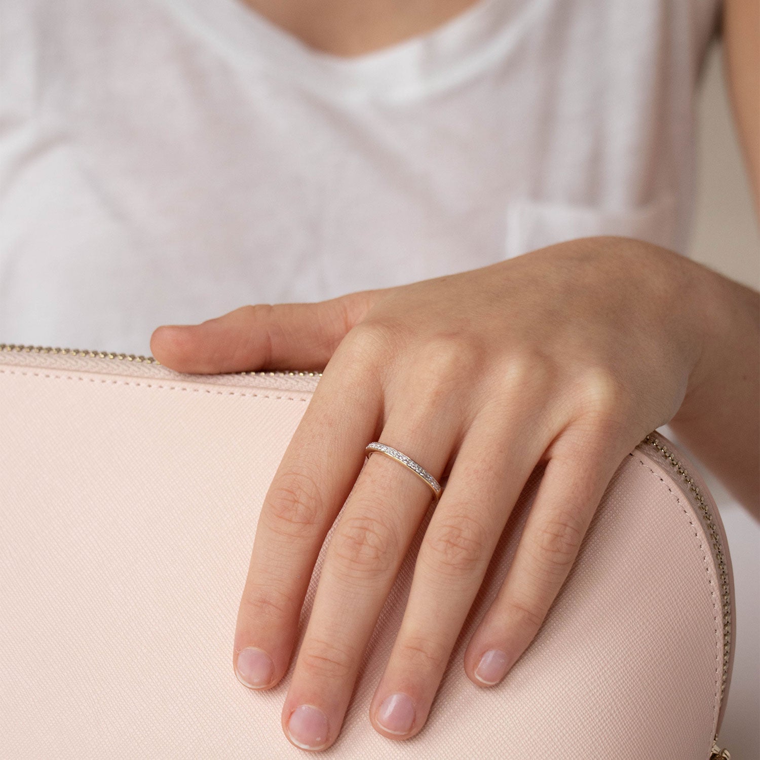 Band Ring with 0.15ct Diamonds in 9ct Yellow Gold