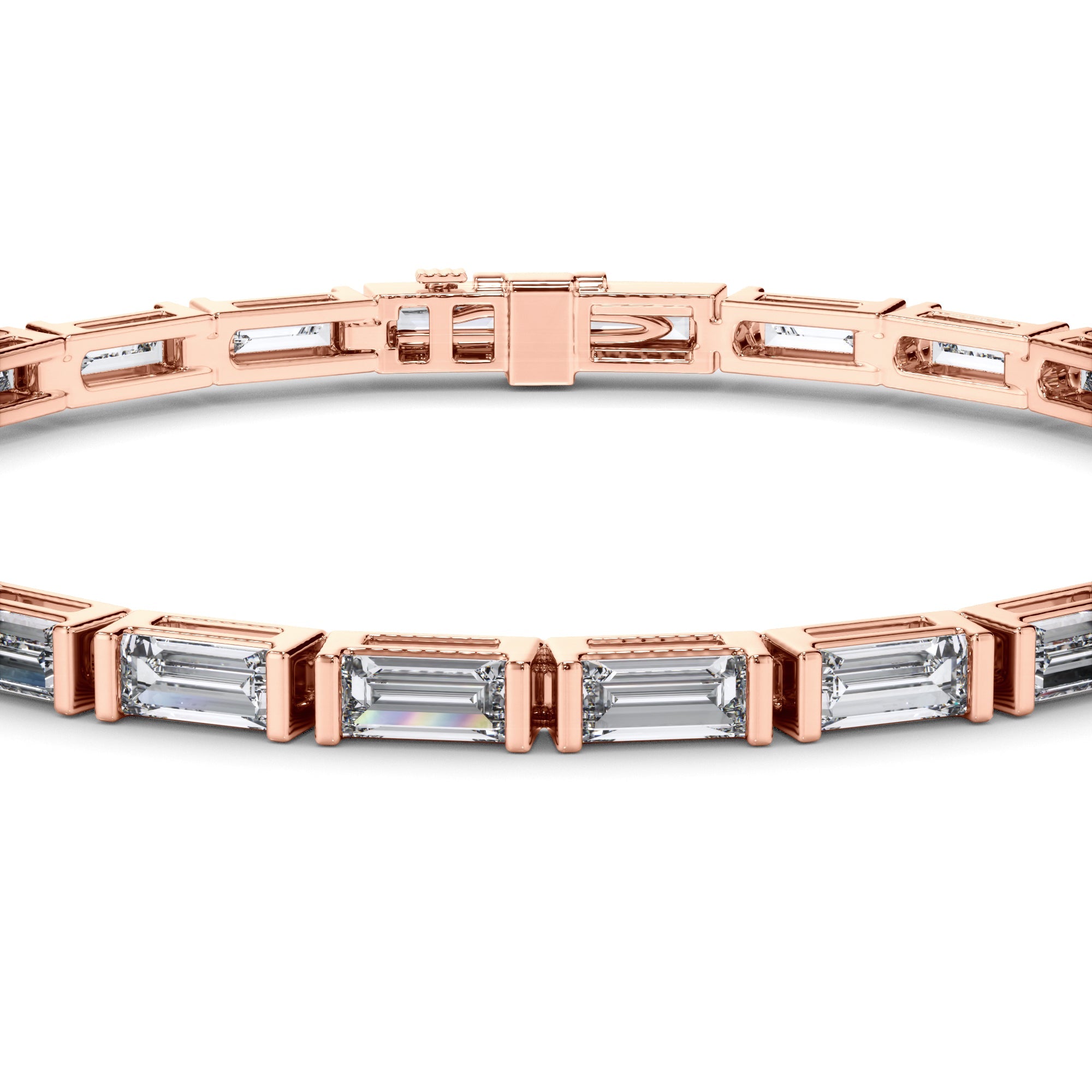 Baguette Cut Natural Mined Diamond Tennis Bracelet