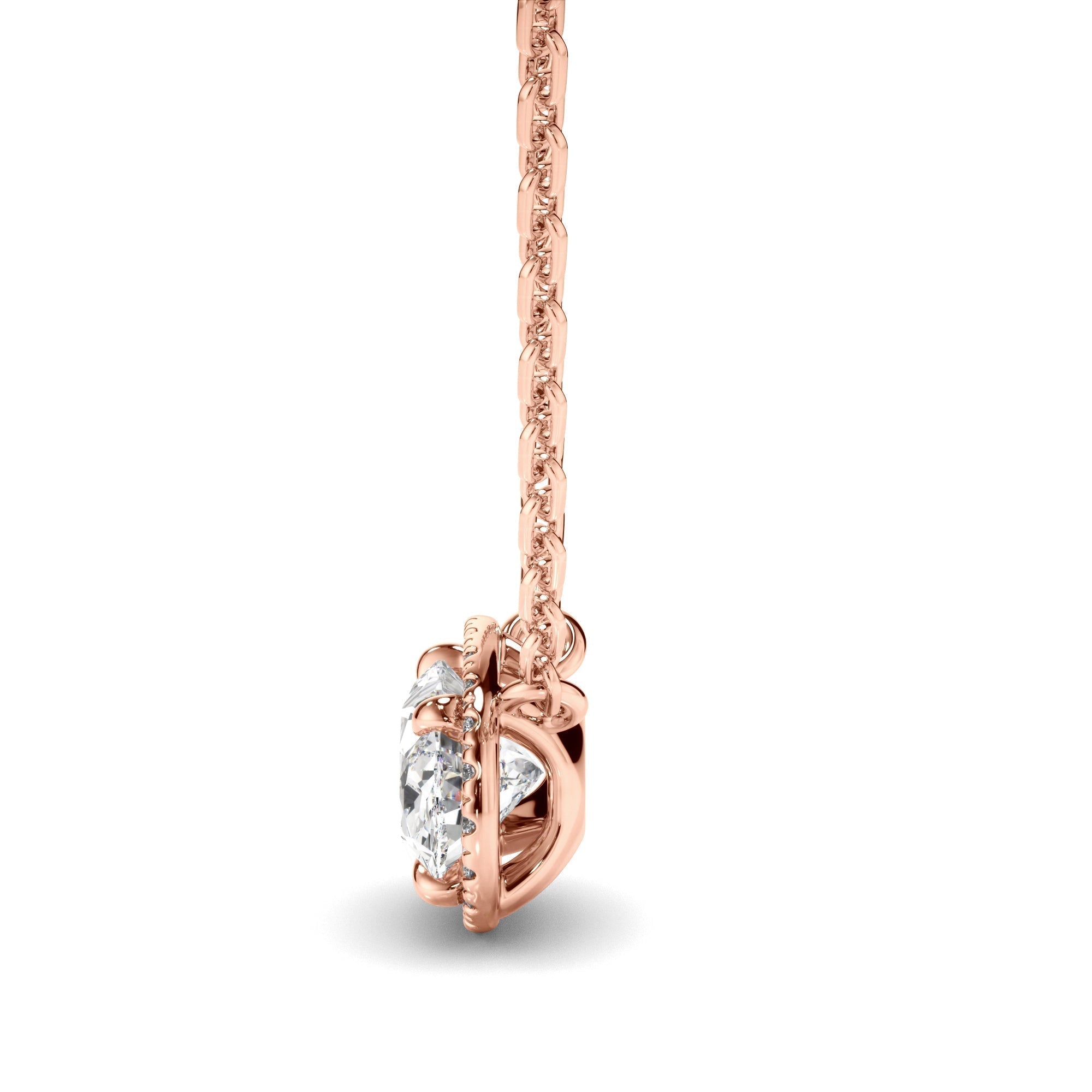 East West Oval Cut Diamond Halo Necklet