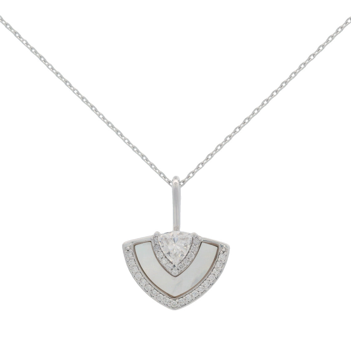 Chic Noel Mother Of Pearl Fan Pendant Silver