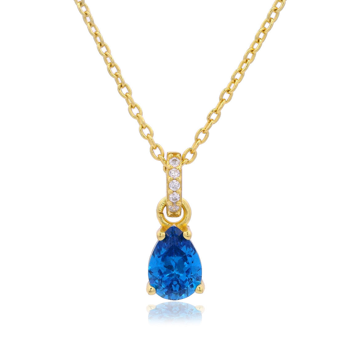 Georgini Wisteria Pendant Blue Topaz Cubic Zirconia Gold
