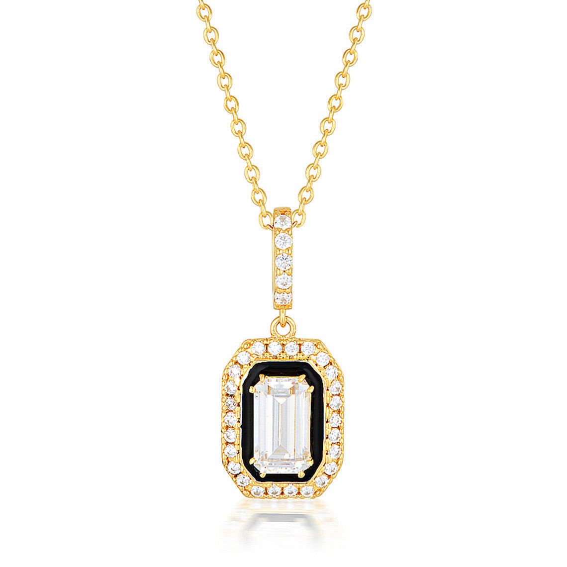Reflection Retrospect Pendant Gold & Black Enamel