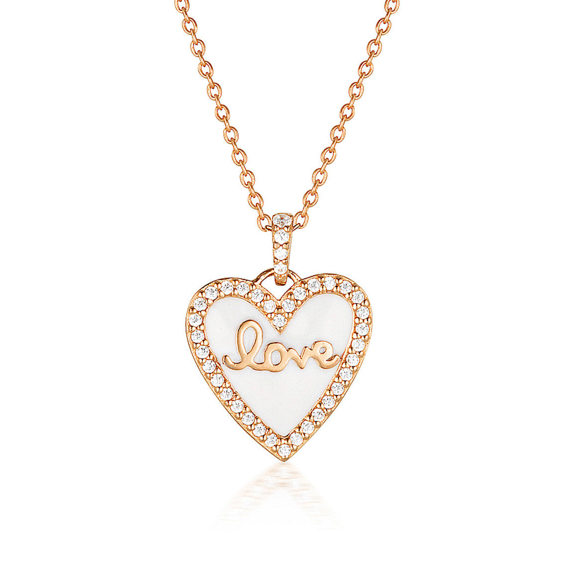 Reflection Enamel Love Heart Pendant Rose Gold