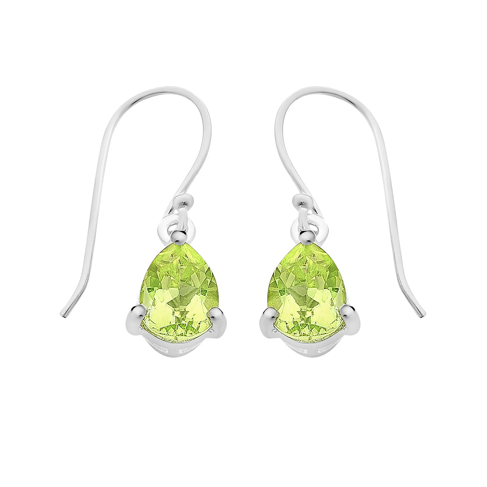 Sterling Silver Earrings Set With Peridot