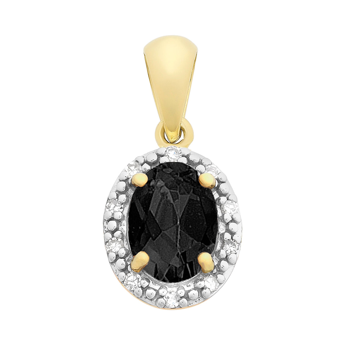 9ct Gold Natural Sapphire & Diamond Pendant
