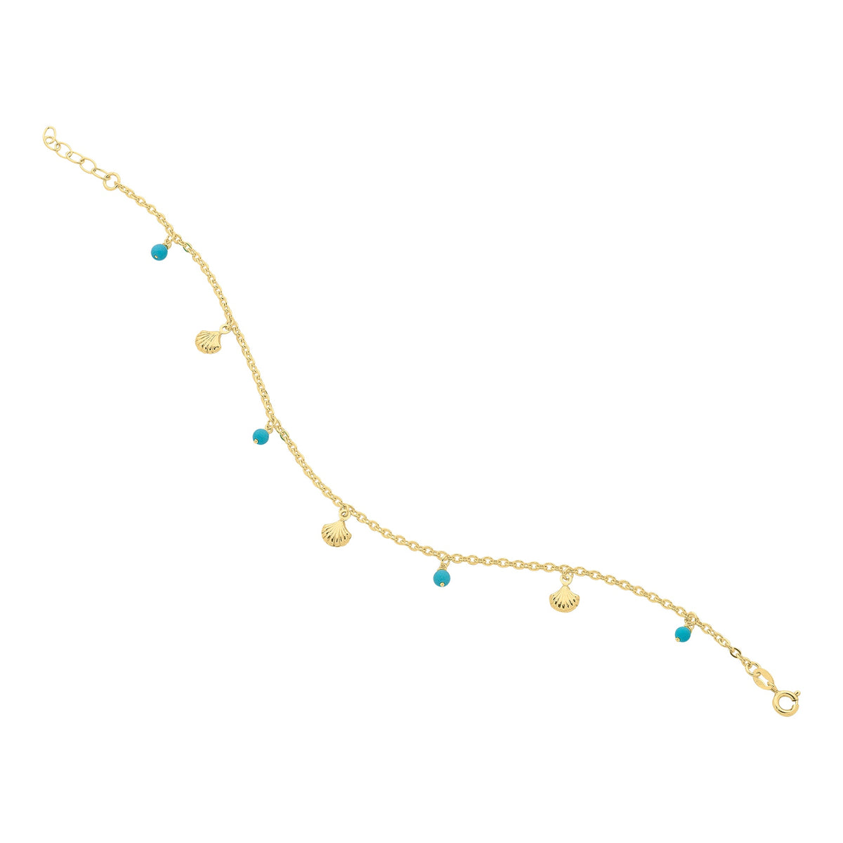 Gold-Plated Sterling Silver Anklet With Turquoise