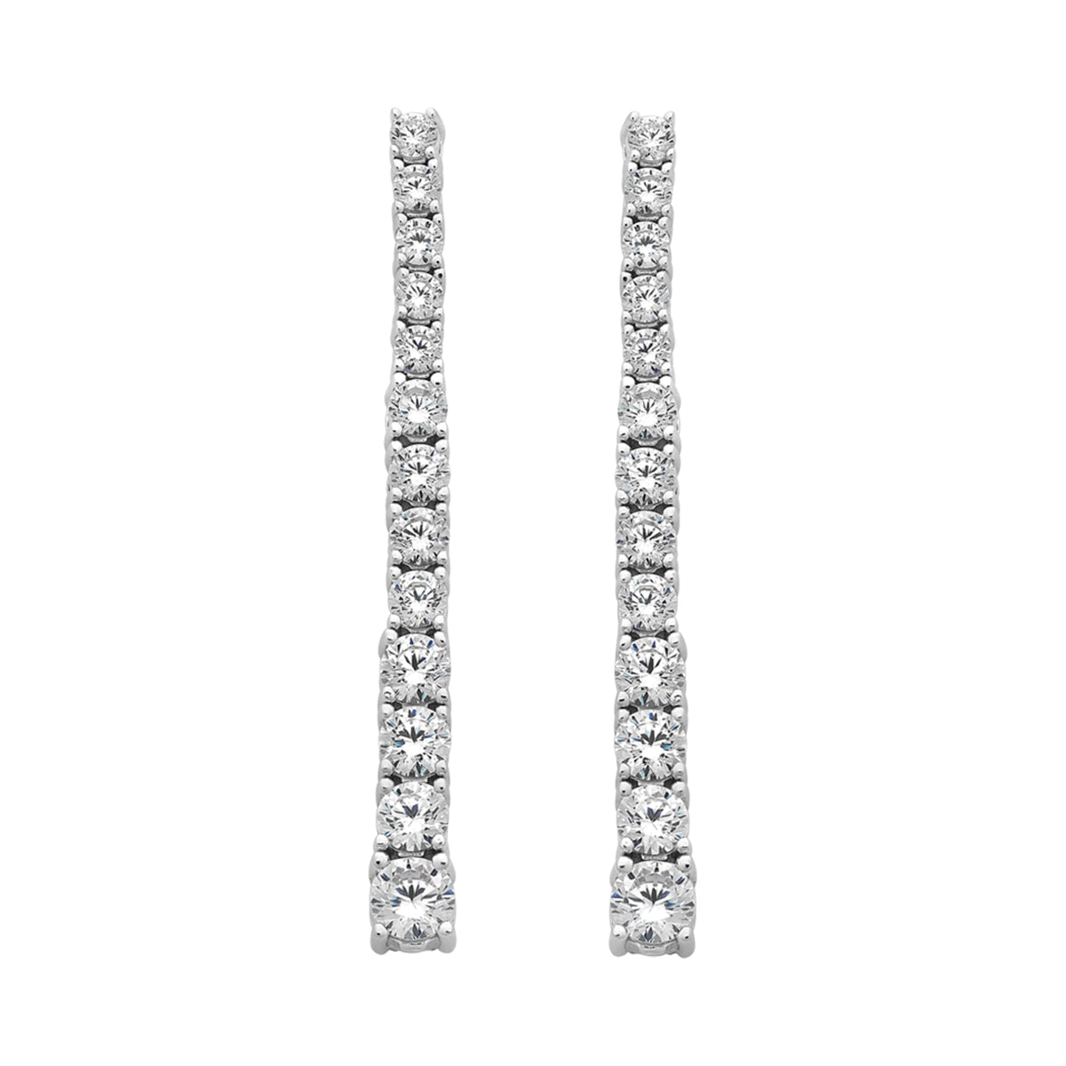 Sterling Silver Cubic Zirconia Graduated Earrings