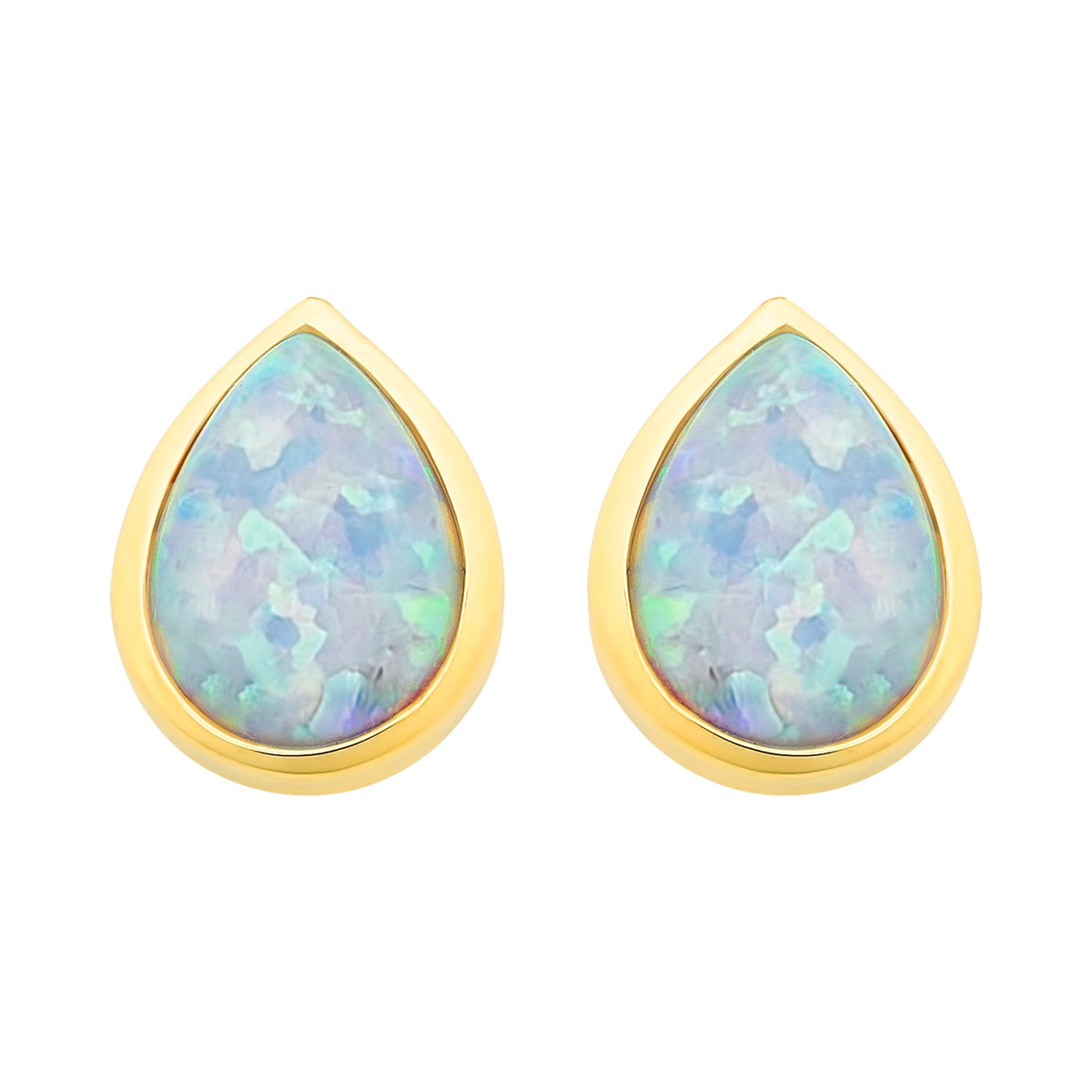 9ct Gold Lab Grown Opal Stud Earrings