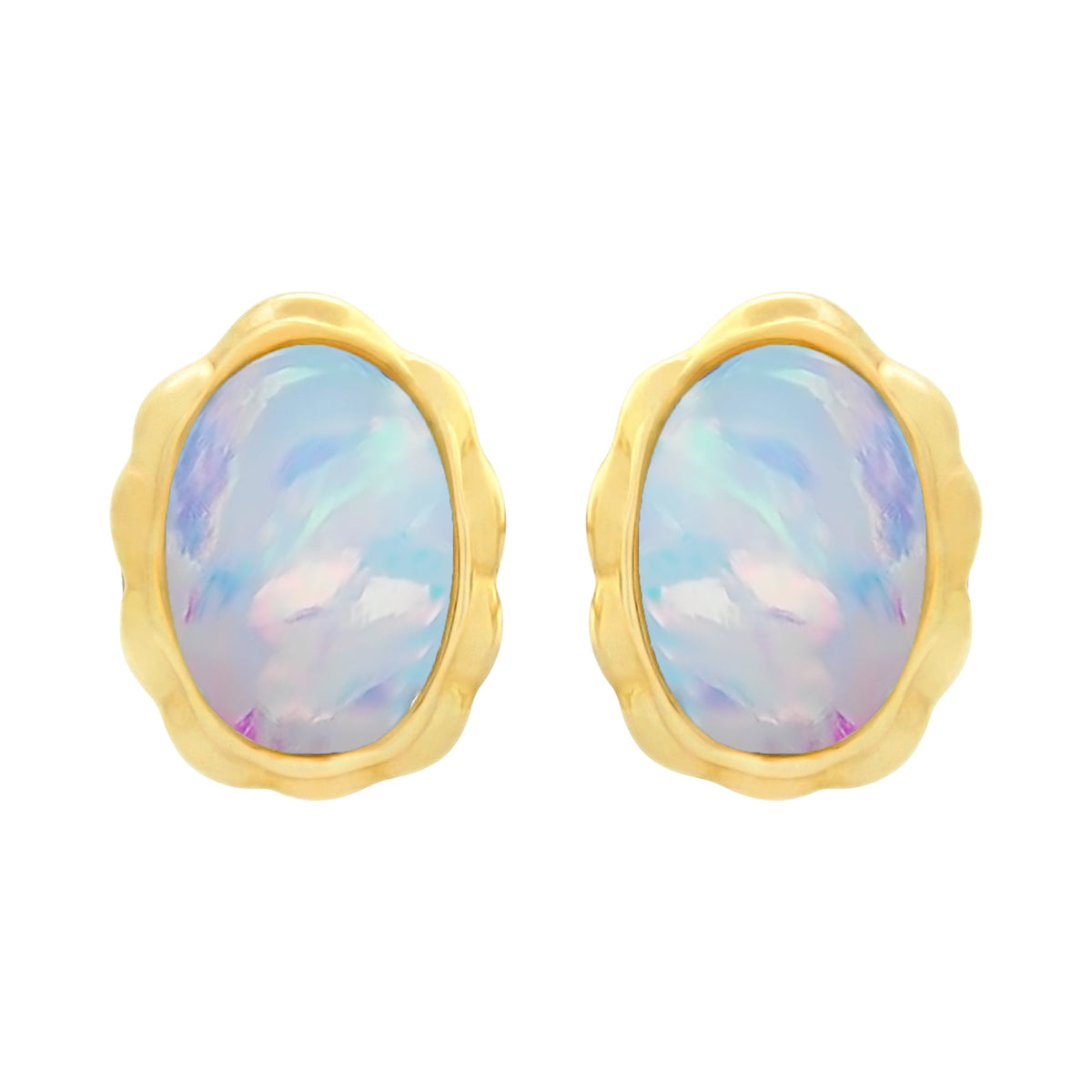 9ct Gold Lab Grown Opal Stud Earrings