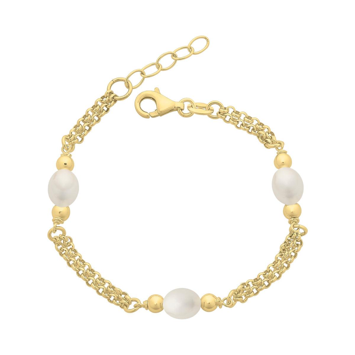 Gold-Plated Sterling Silver Freshwater Pearl Bracelet