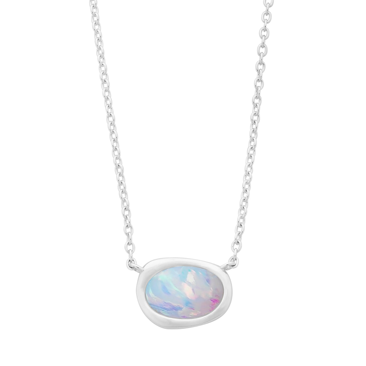 Sterling Silver Lab Grown Opal Necklace