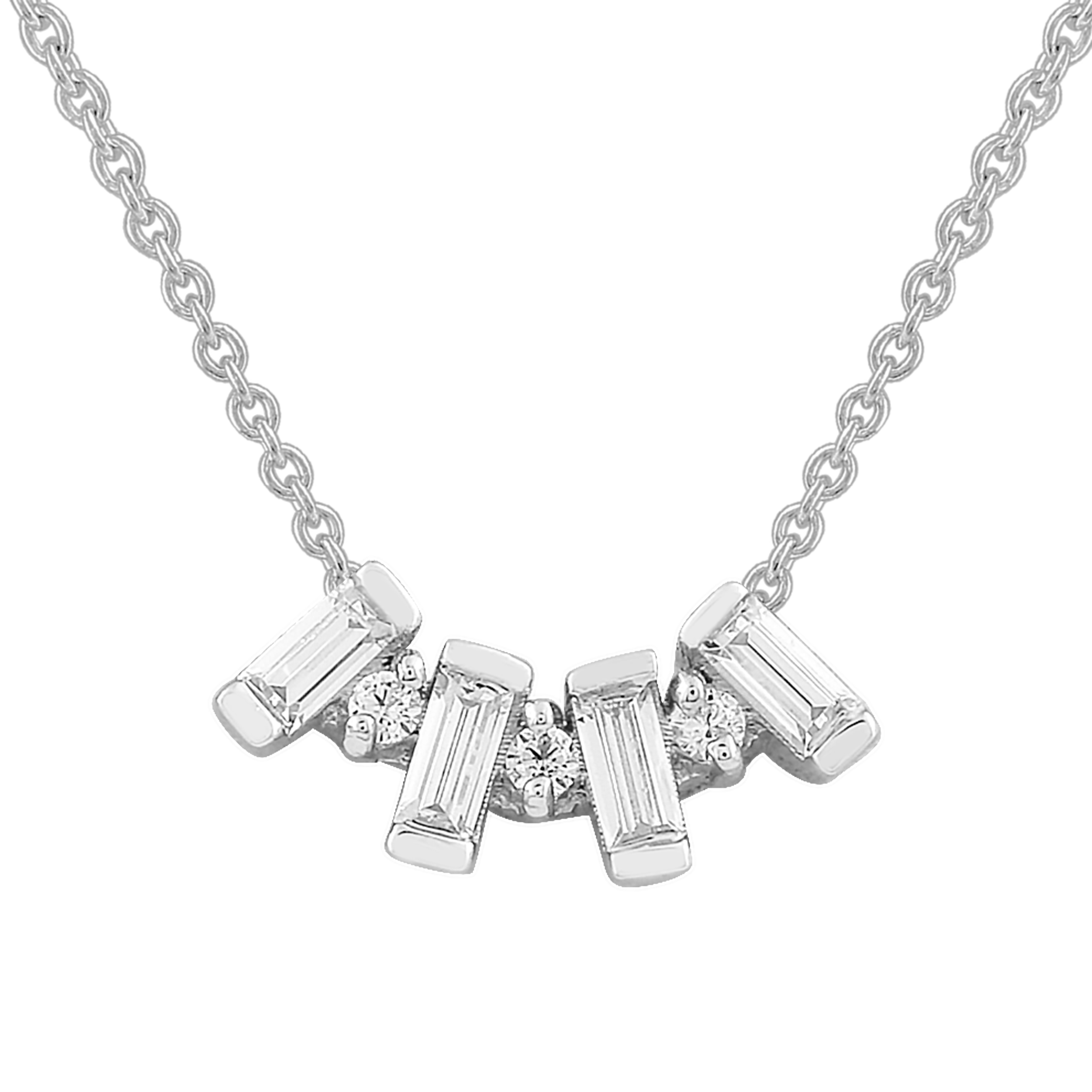 0.10ct HI I1 Diamond Necklace 40-45cm in 9ct White Gold