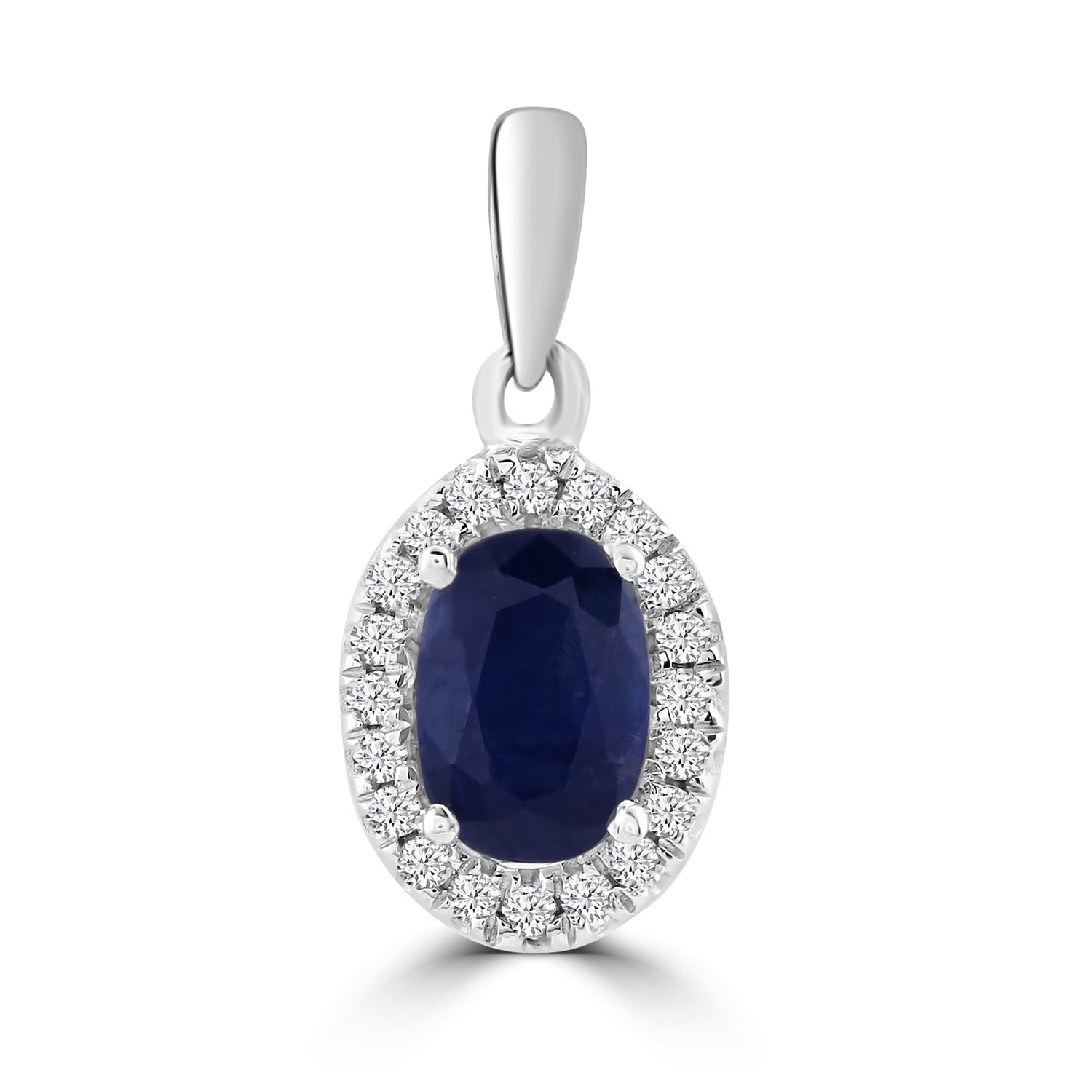 Sapphire Pendant with 0.07ct Diamonds in 9ct White Gold