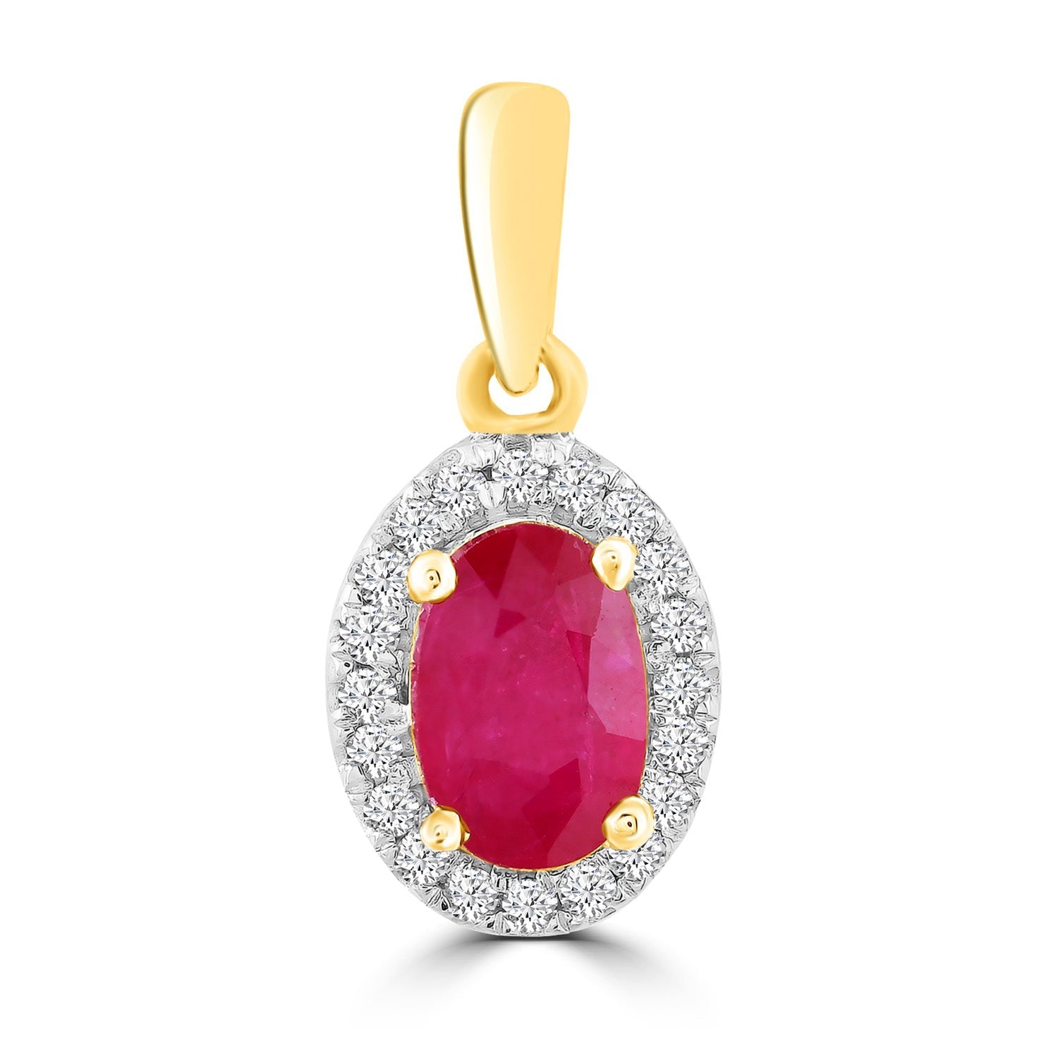 Ruby Pendant with 0.07ct Diamonds in 9ct Yellow Gold
