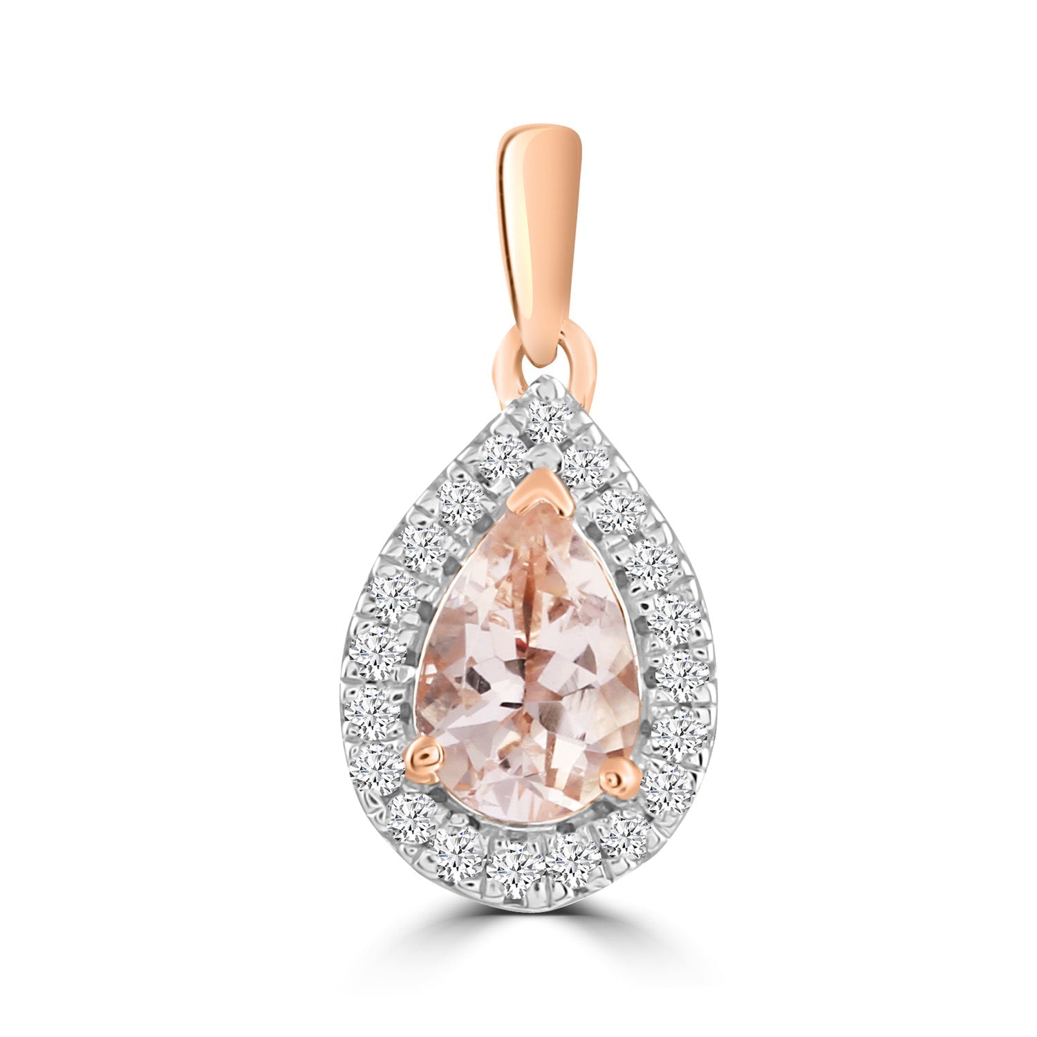 Morganite Pendant with 0.07ct Diamonds in 9ct Rose Gold