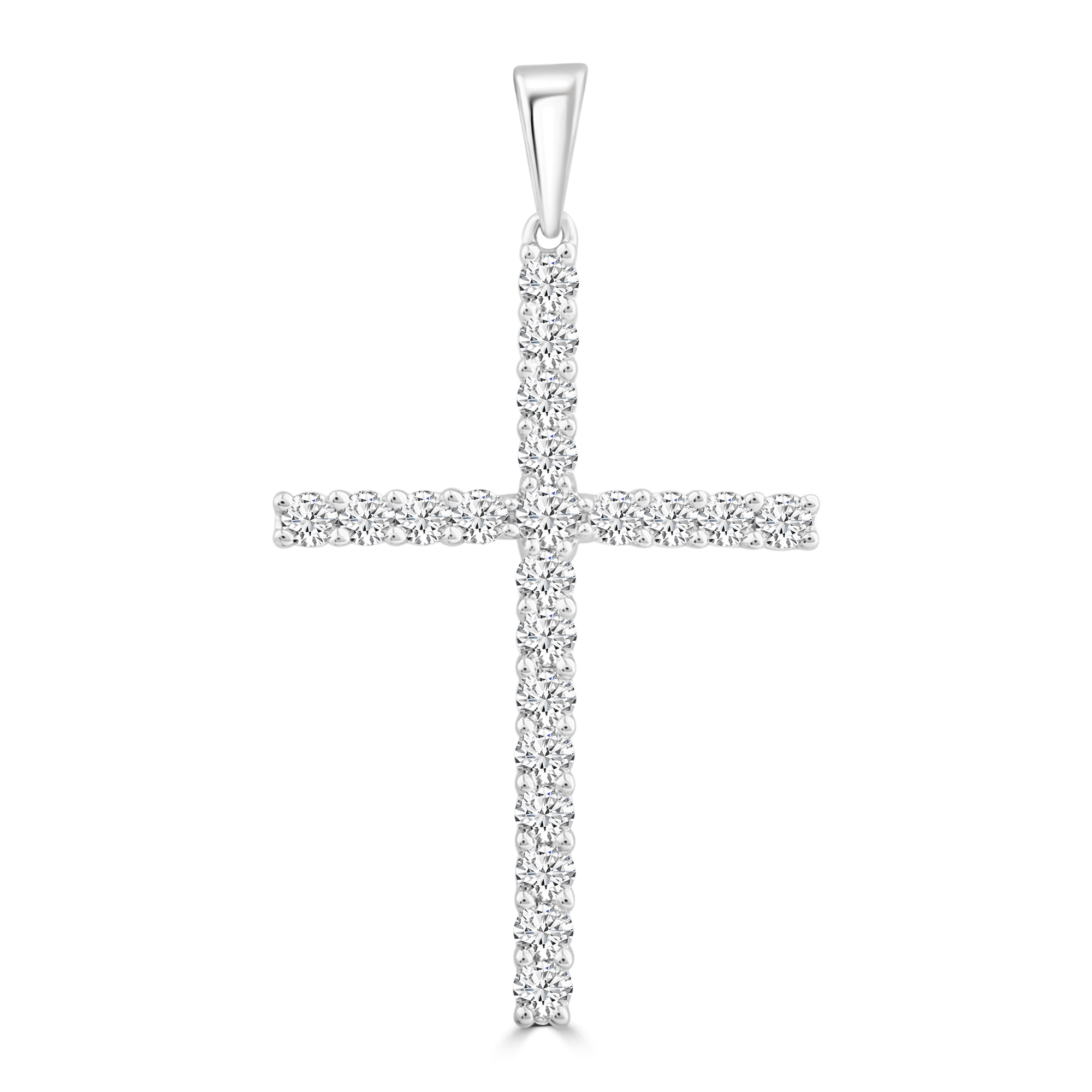 Diamond Cross Pendant with 0.50ct Diamonds in 9ct White Gold - PC-0171-W