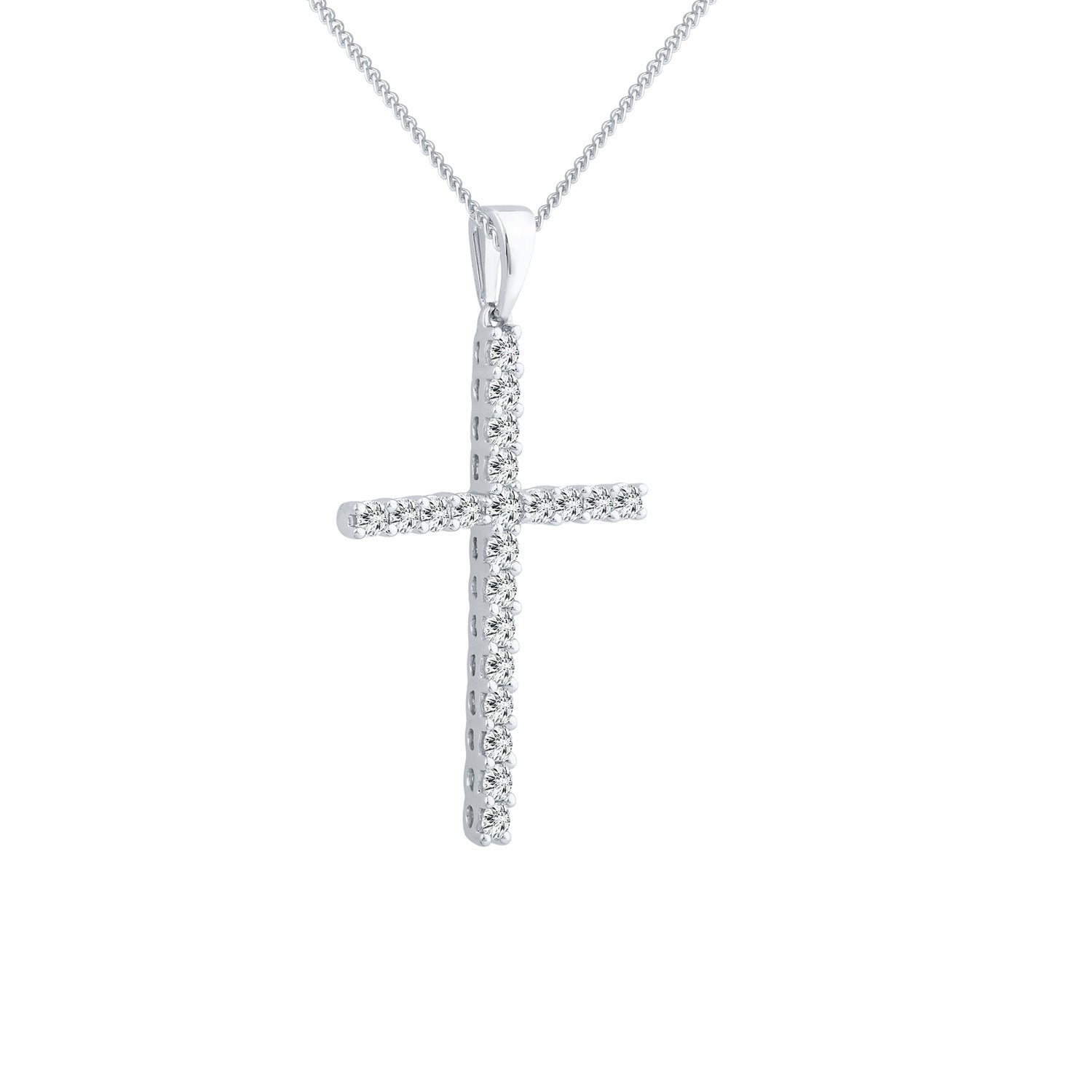 Diamond Cross Pendant with 0.50ct Diamonds in 9ct White Gold - PC-0171-W