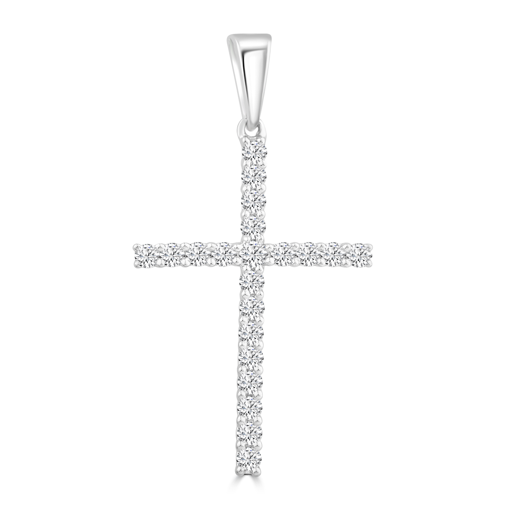 Diamond Cross Pendant with 0.25ct Diamonds in 9ct White Gold - PC-0173-W