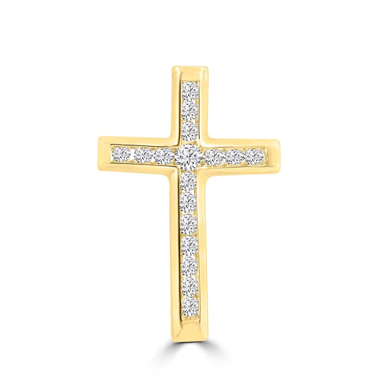 Diamond Cross Pendant with 0.10ct Diamonds in 9ct Yellow Gold - PC-0174-Y