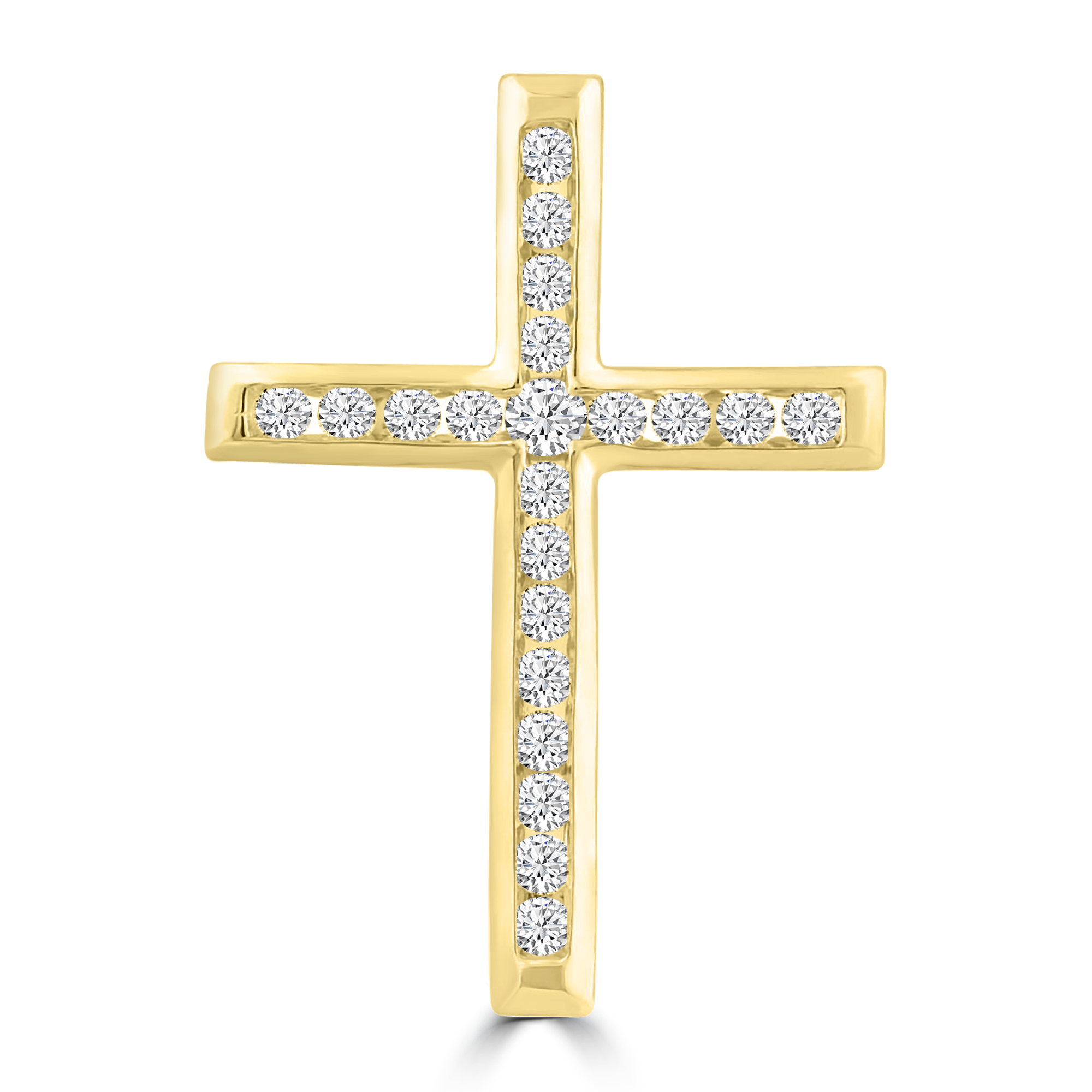 Diamond Cross Pendant with 0.25ct Diamonds in 9ct Yellow Gold - PC-0187-Y