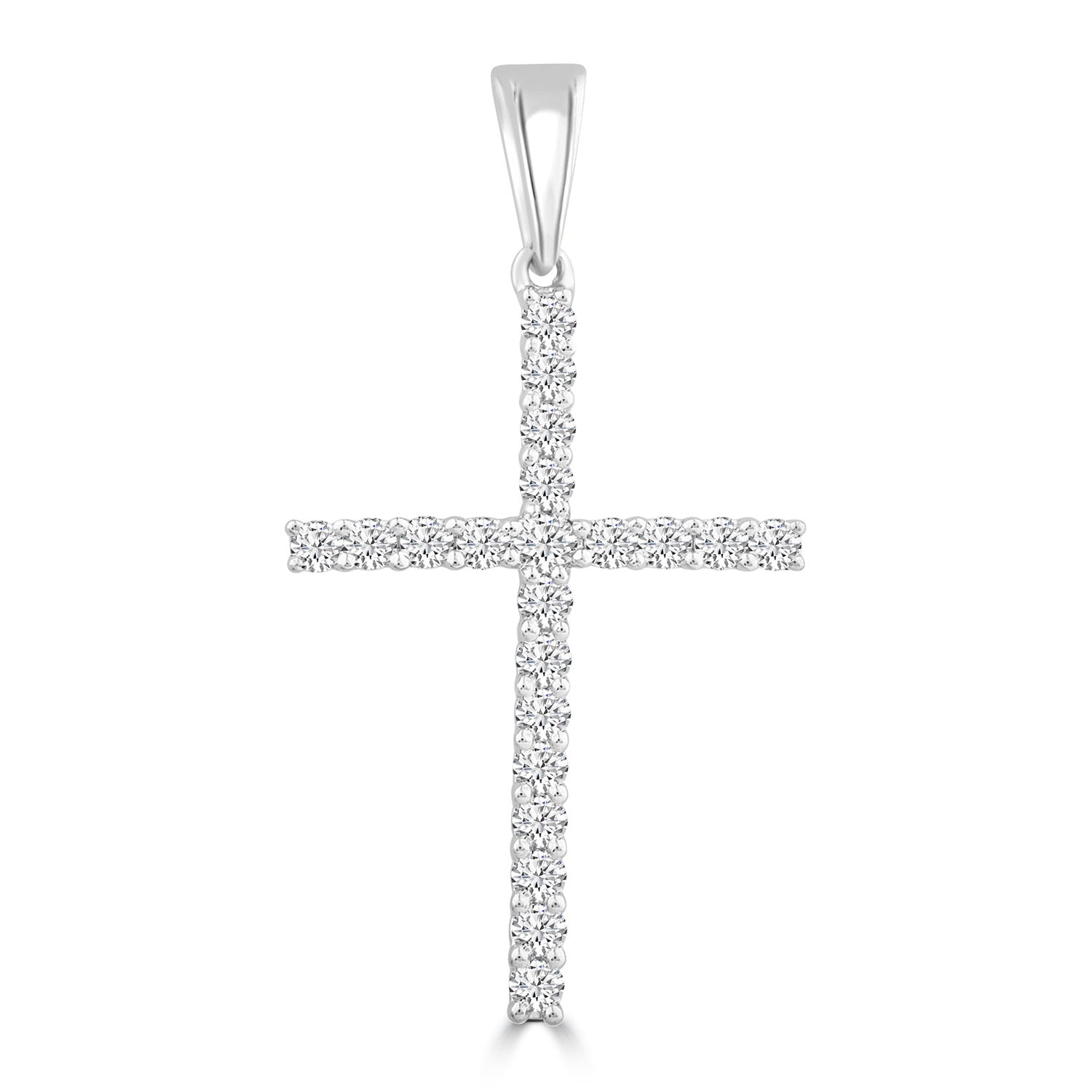 Diamond Cross Pendant with 0.10ct Diamonds in 9ct White Gold