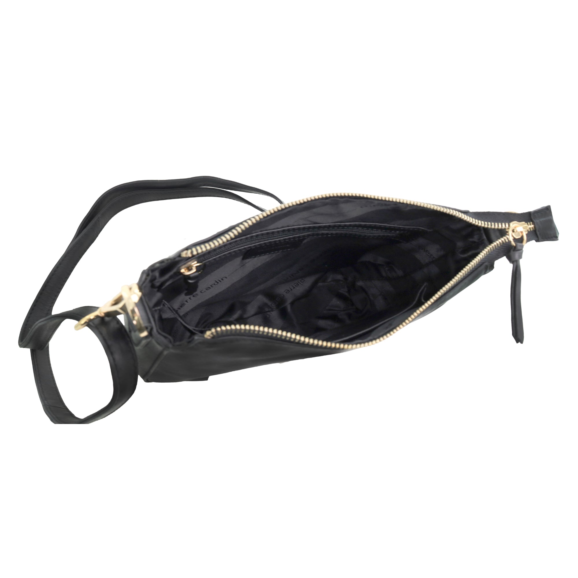 Pierre Cardin Italian Leather Elegant Ladies Crossbody Bag in Black