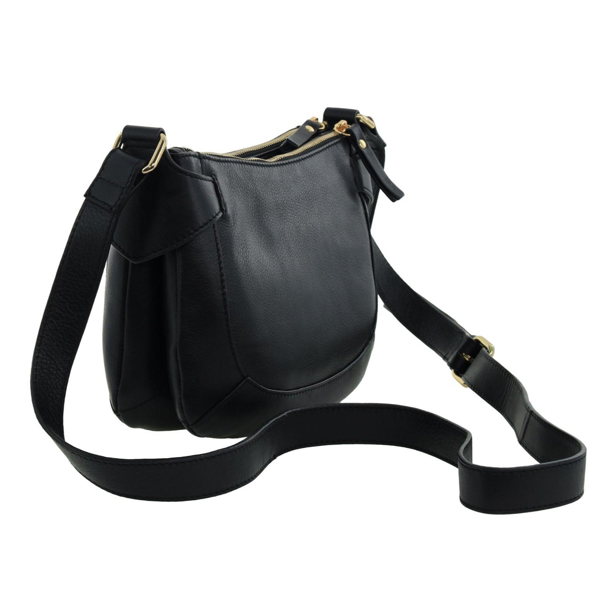 Pierre Cardin Ladies Leather Sleek Cross-Body Bag in Black