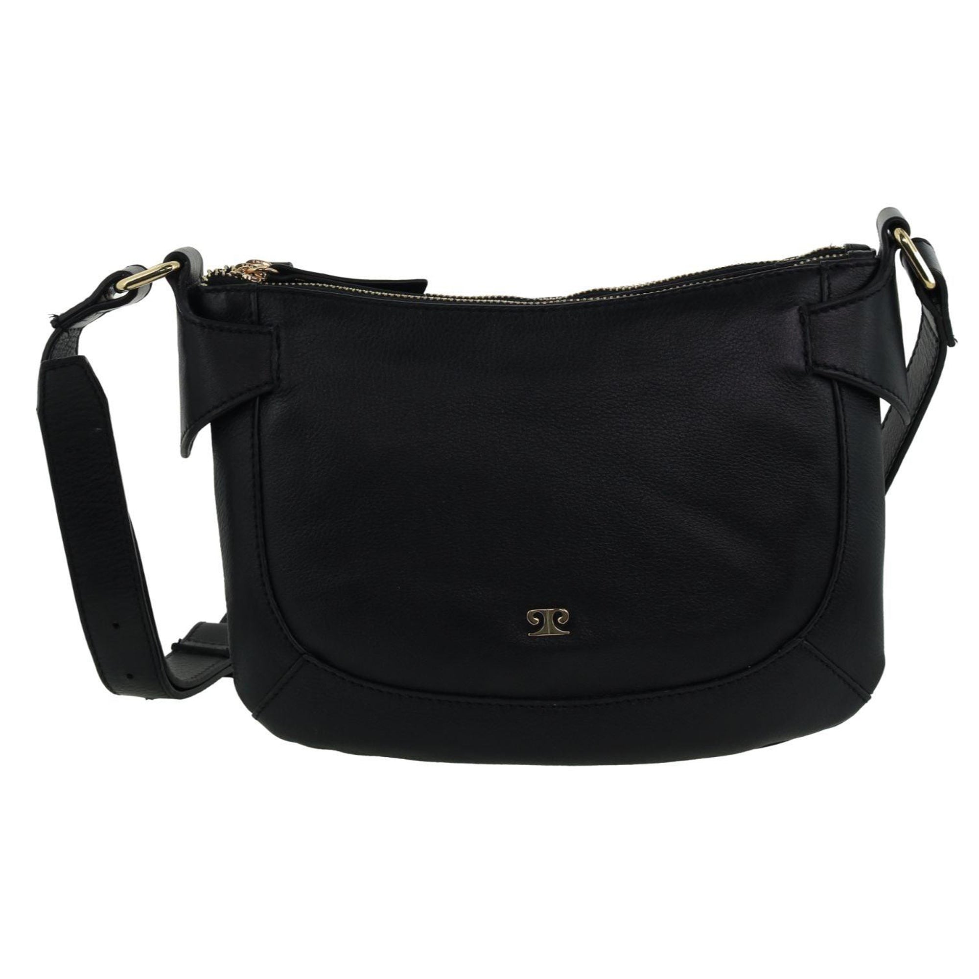 Pierre Cardin Ladies Leather Sleek Cross-Body Bag in Black