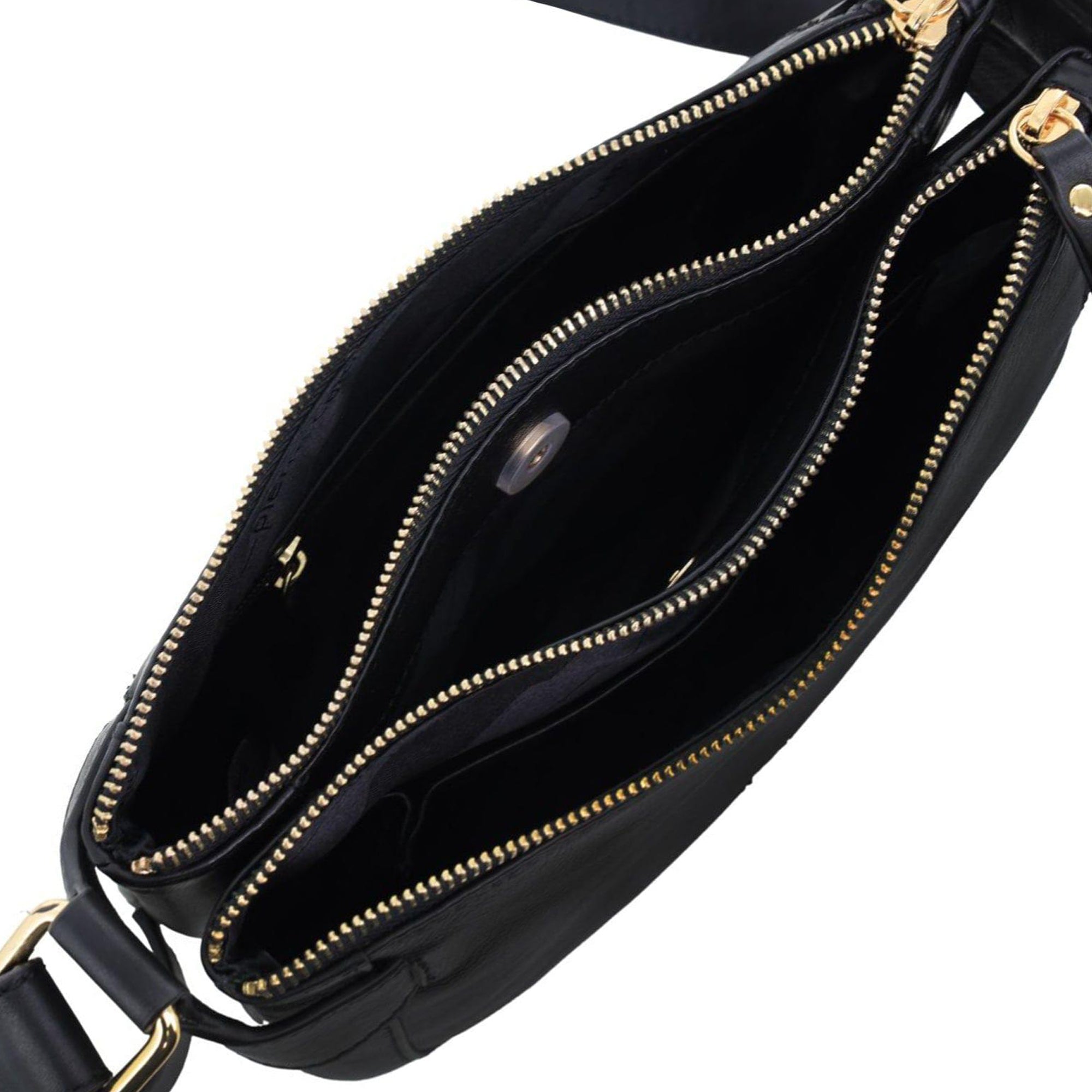 Pierre Cardin Ladies Leather Sleek Cross-Body Bag in Black