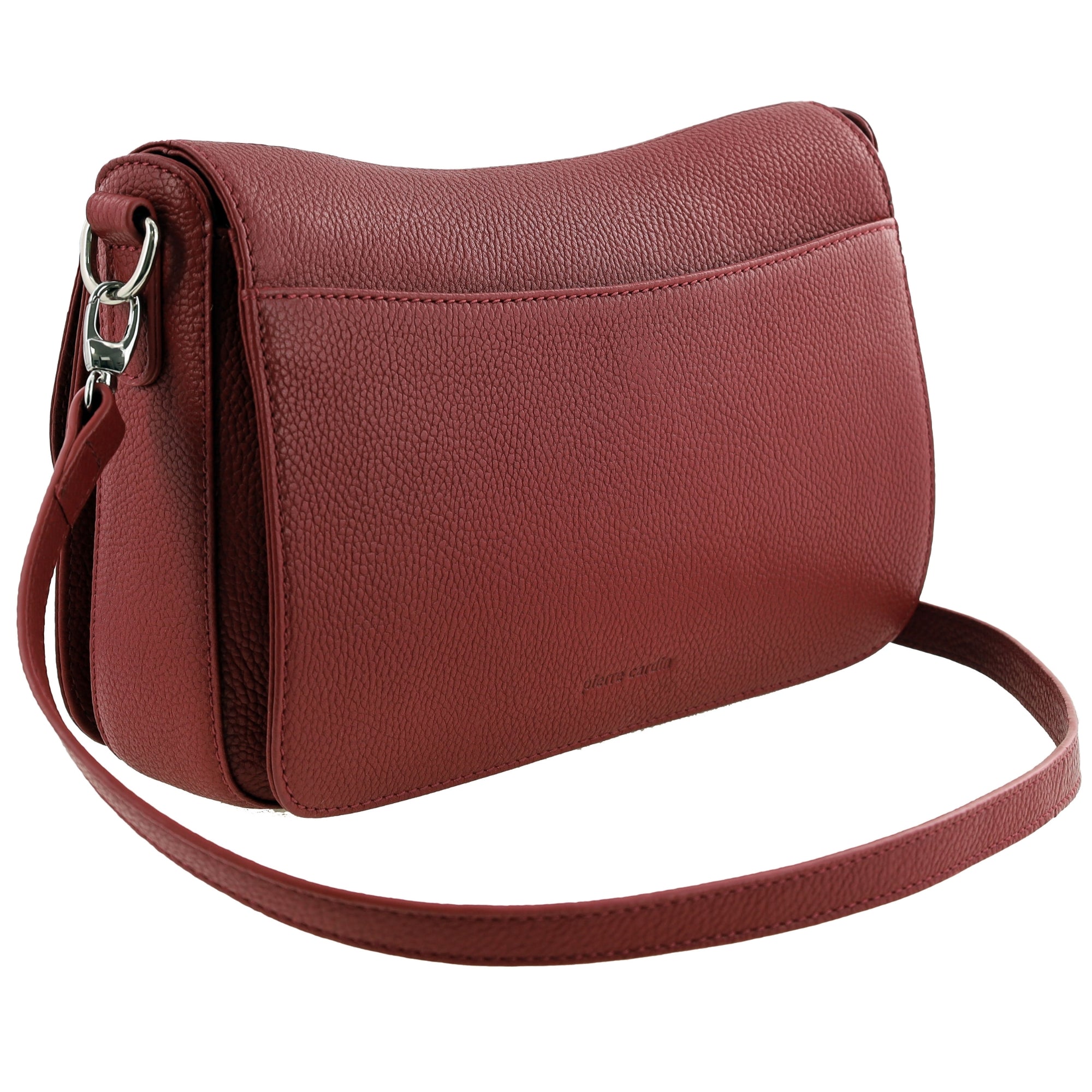Pierre Cardin Ladies Leather Flap Over Crossbody Bag in Red