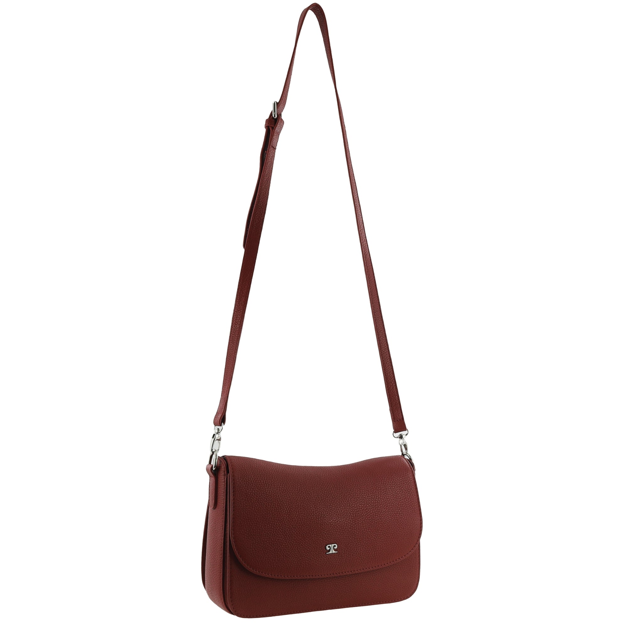Pierre Cardin Ladies Leather Flap Over Crossbody Bag in Red