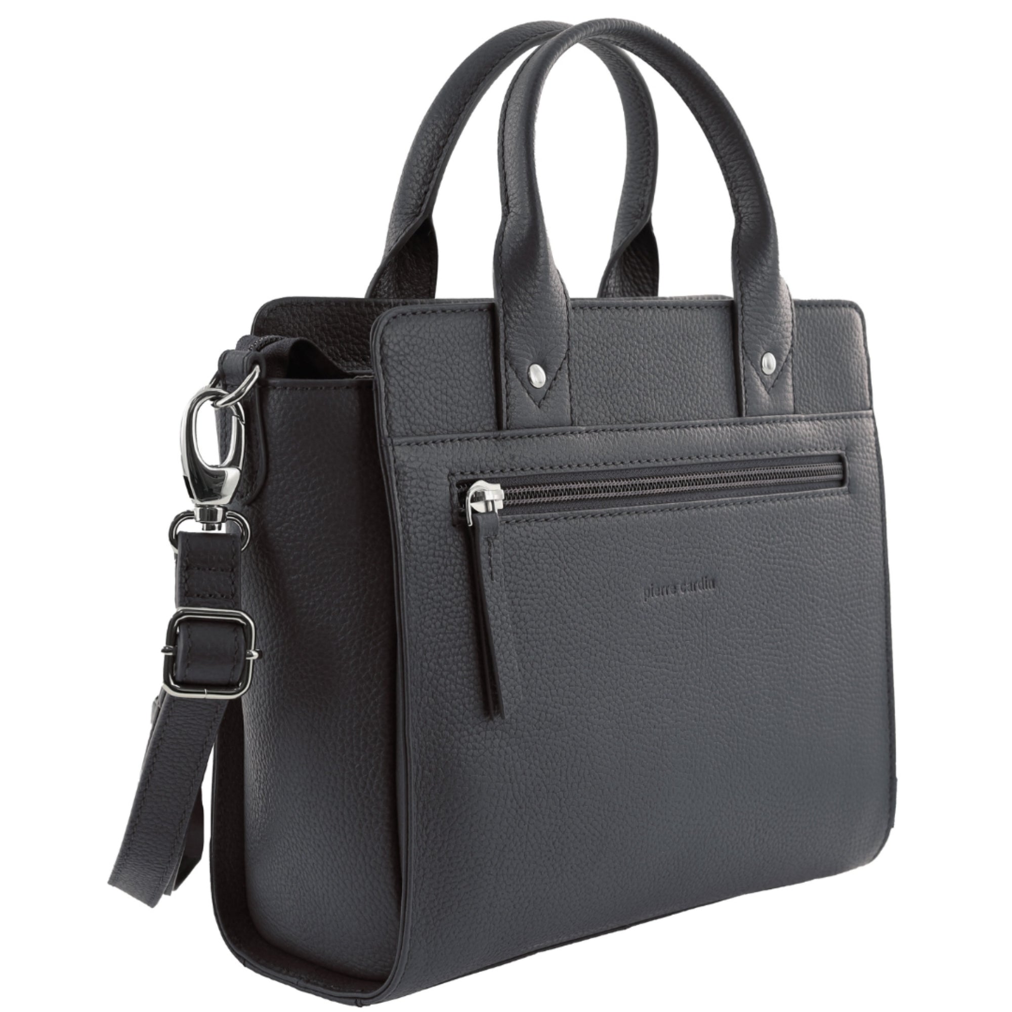 Pierre Cardin Ladies Leather Mini Tote Crossbody Bag in Black