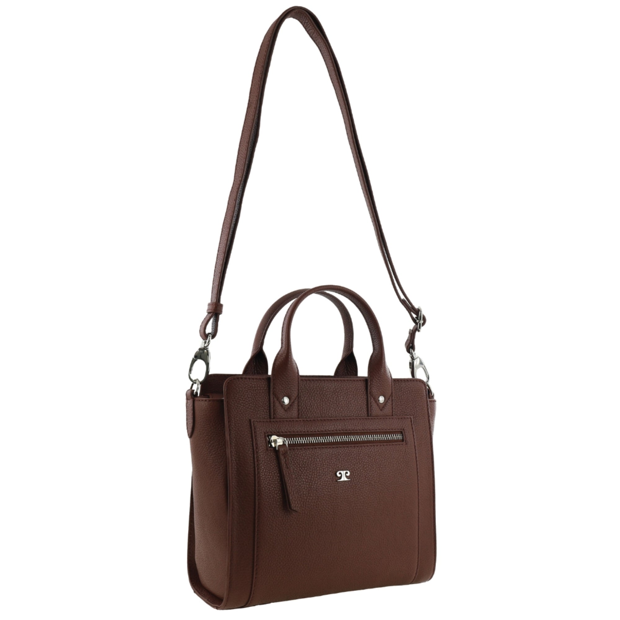 Pierre Cardin Ladies Leather Mini Tote Crossbody Bag in Chocolate