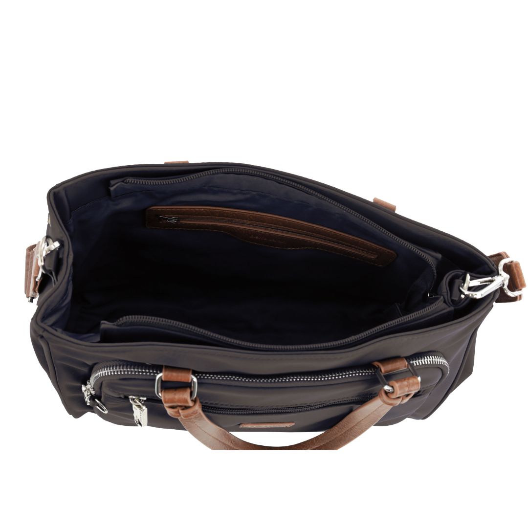 Pierre Cardin RFID Anti-Theft Nylon Mini Tote with Crossbody in Black