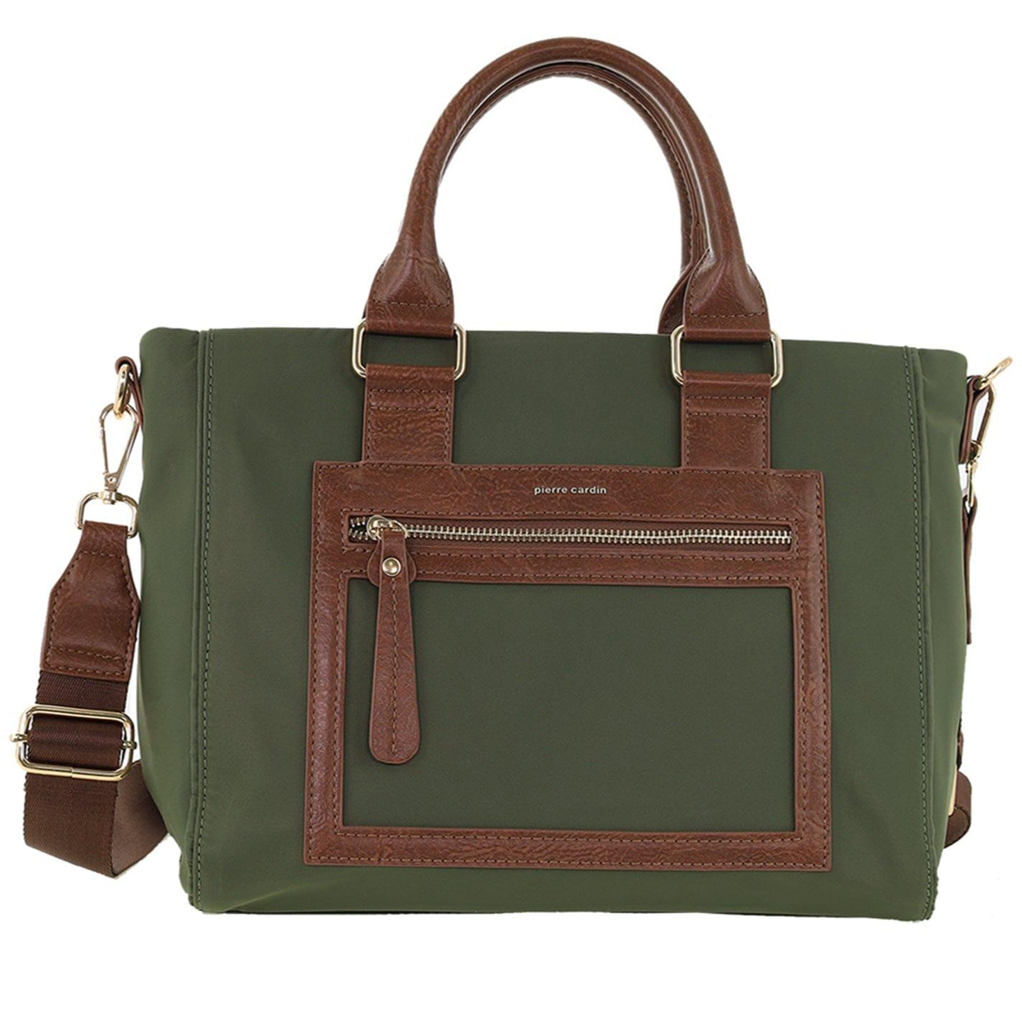 Pierre Cardin RFID Lightweight Nylon Mini Tote with Crossbody in Olive