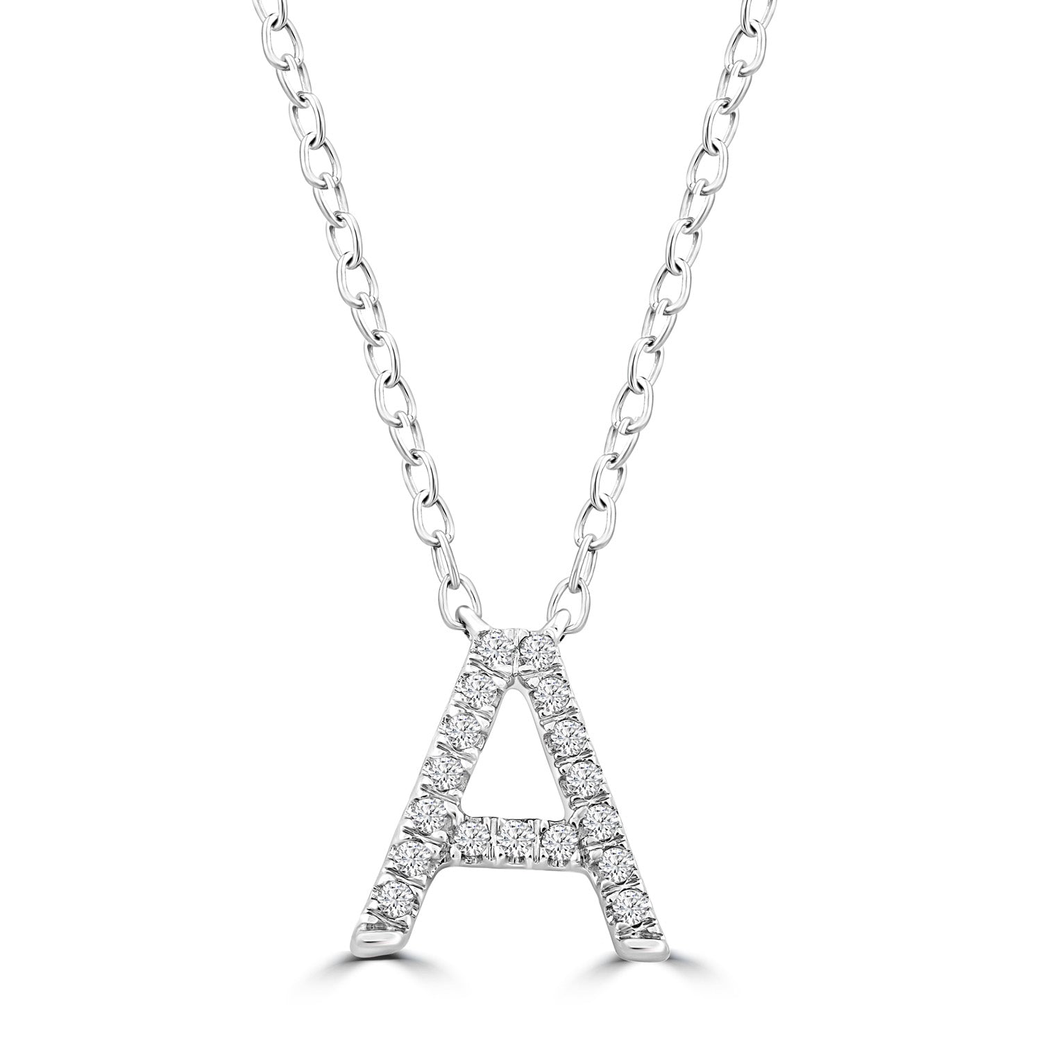 9ct White Gold Diamond Initial 'A' Necklace