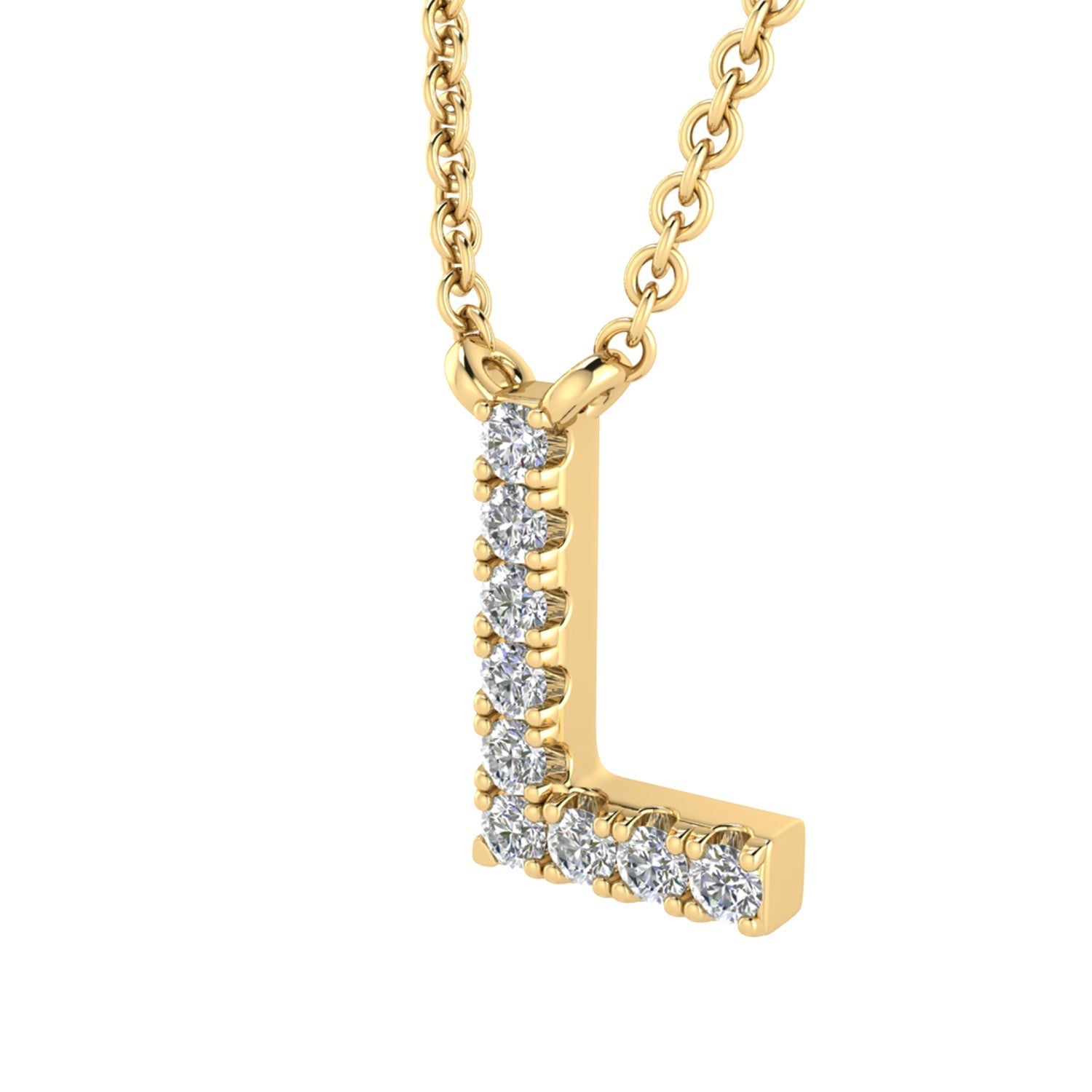 9ct Yellow Gold Diamond Initial 'L' Necklace