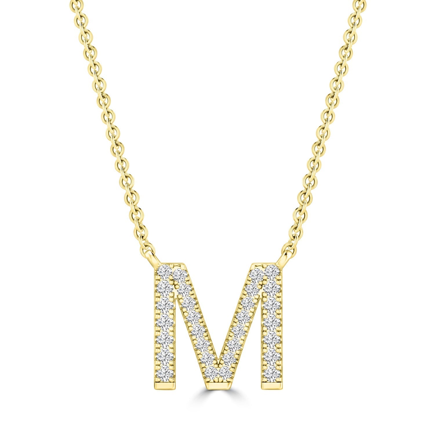 9ct Yellow Gold Diamond Initial 'M' Necklace