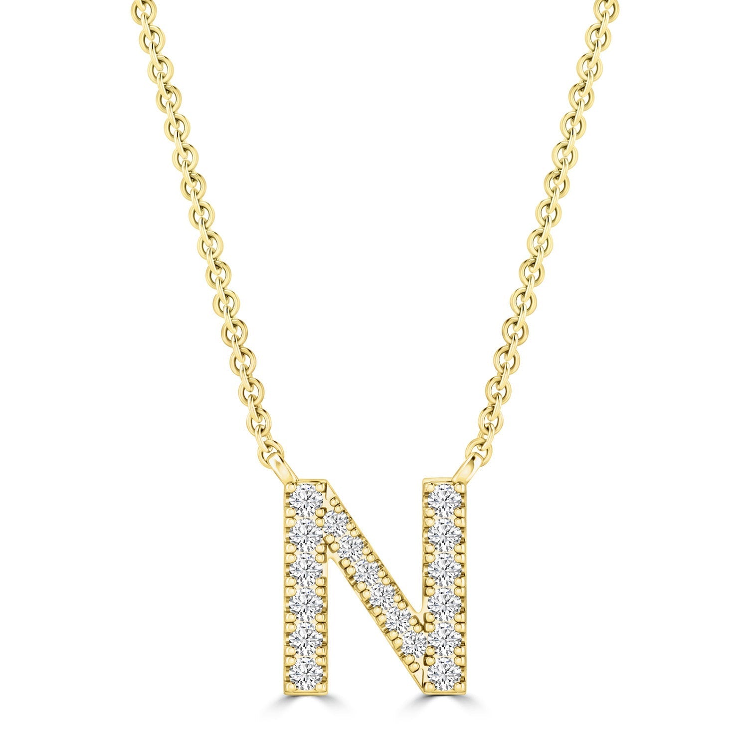 9ct Yellow Gold Diamond Initial 'N' Necklace