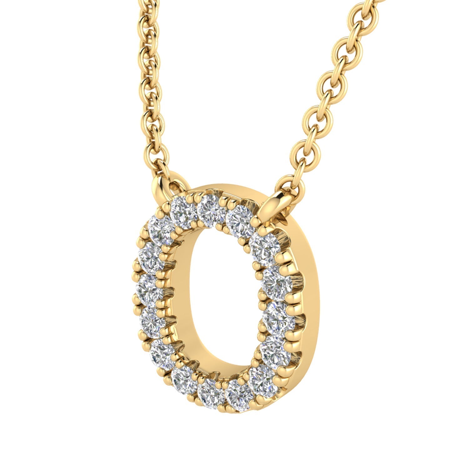 9ct Yellow Gold Diamond Initial 'O' Necklace