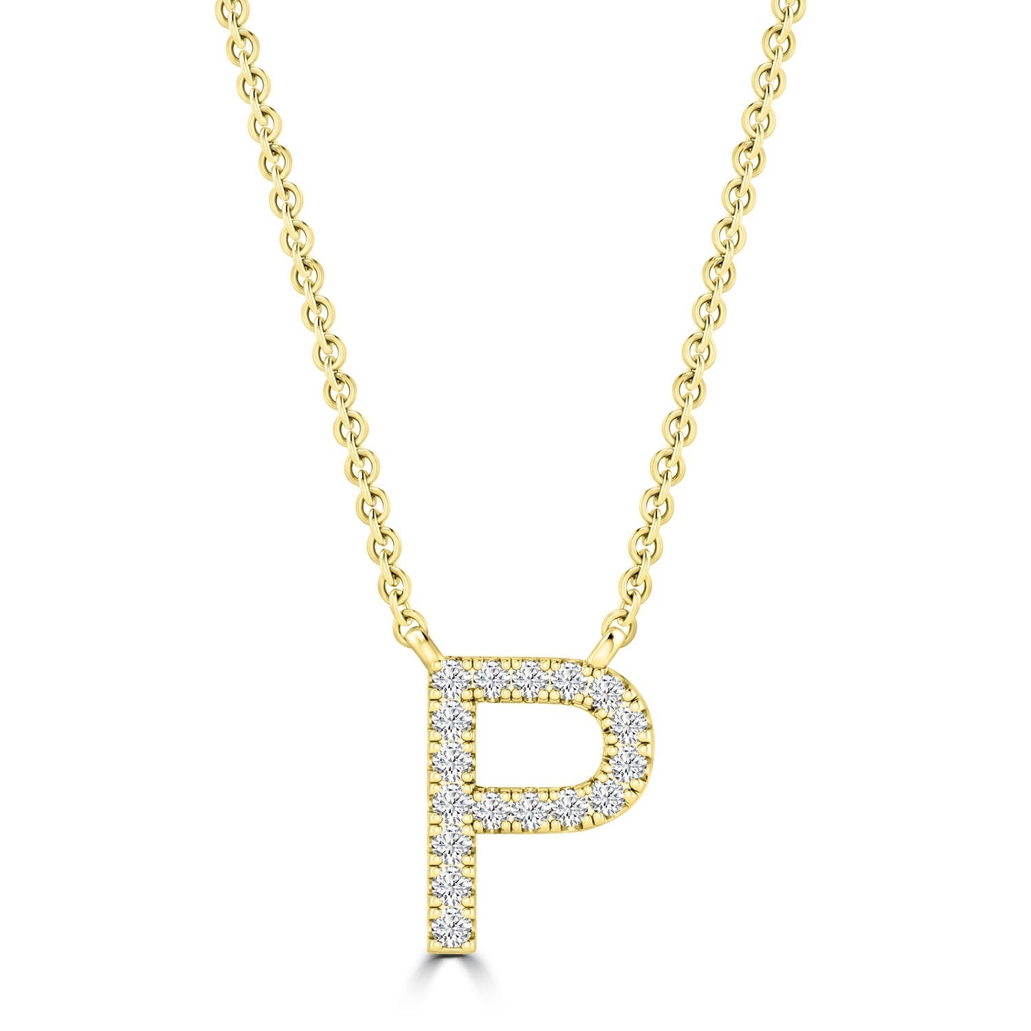 9ct Yellow Gold Diamond Initial 'P' Necklace