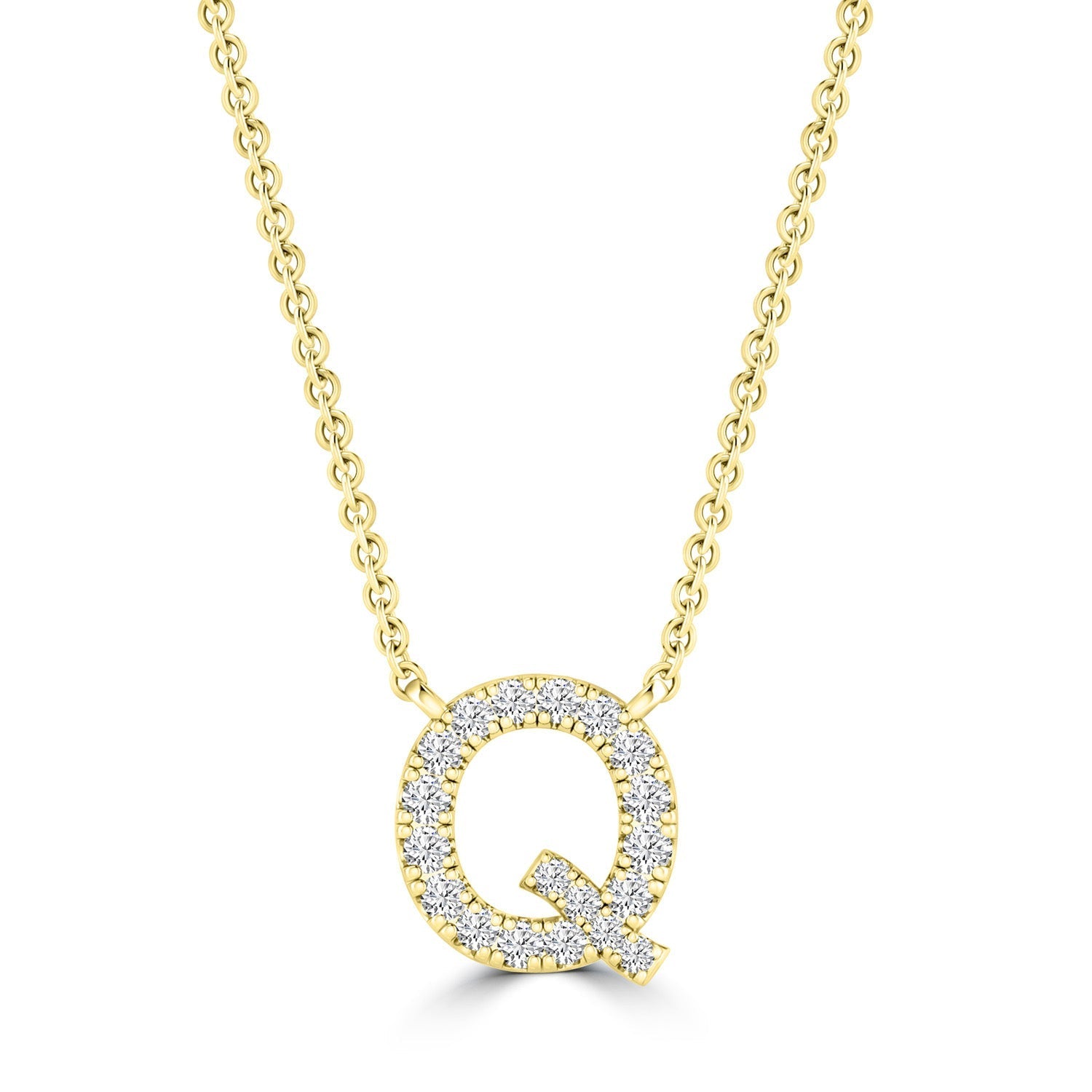 9ct Yellow Gold Diamond Initial 'Q' Necklace